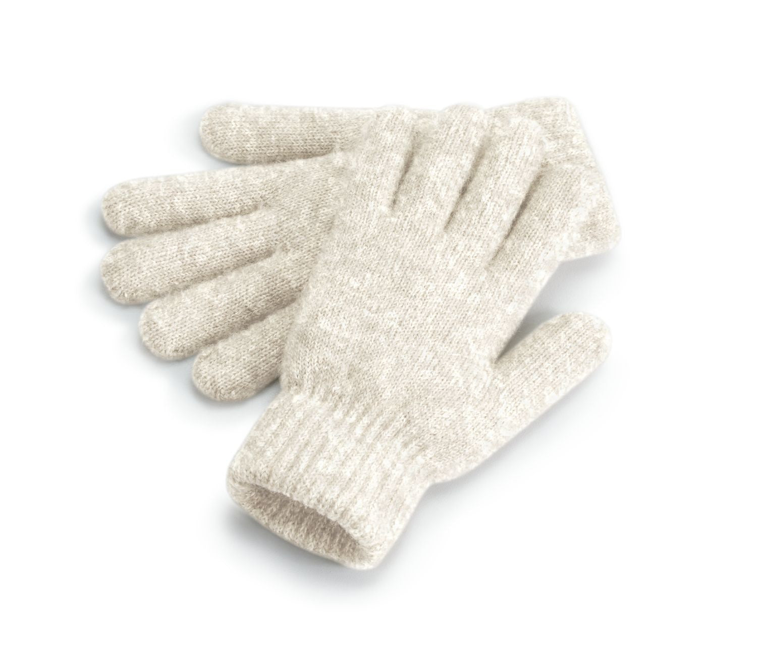 Gants Avec Poignets en Maille Côtelée - Almond Marl