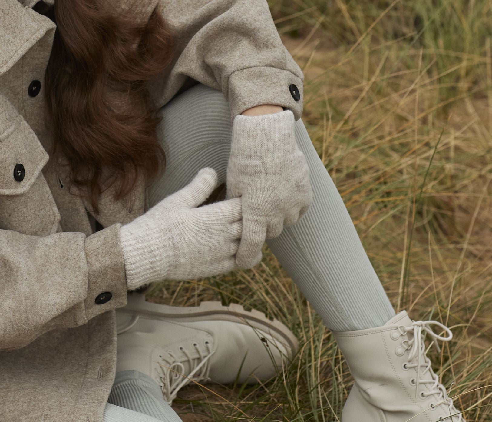 Gants avec poignets en maille côtelée
