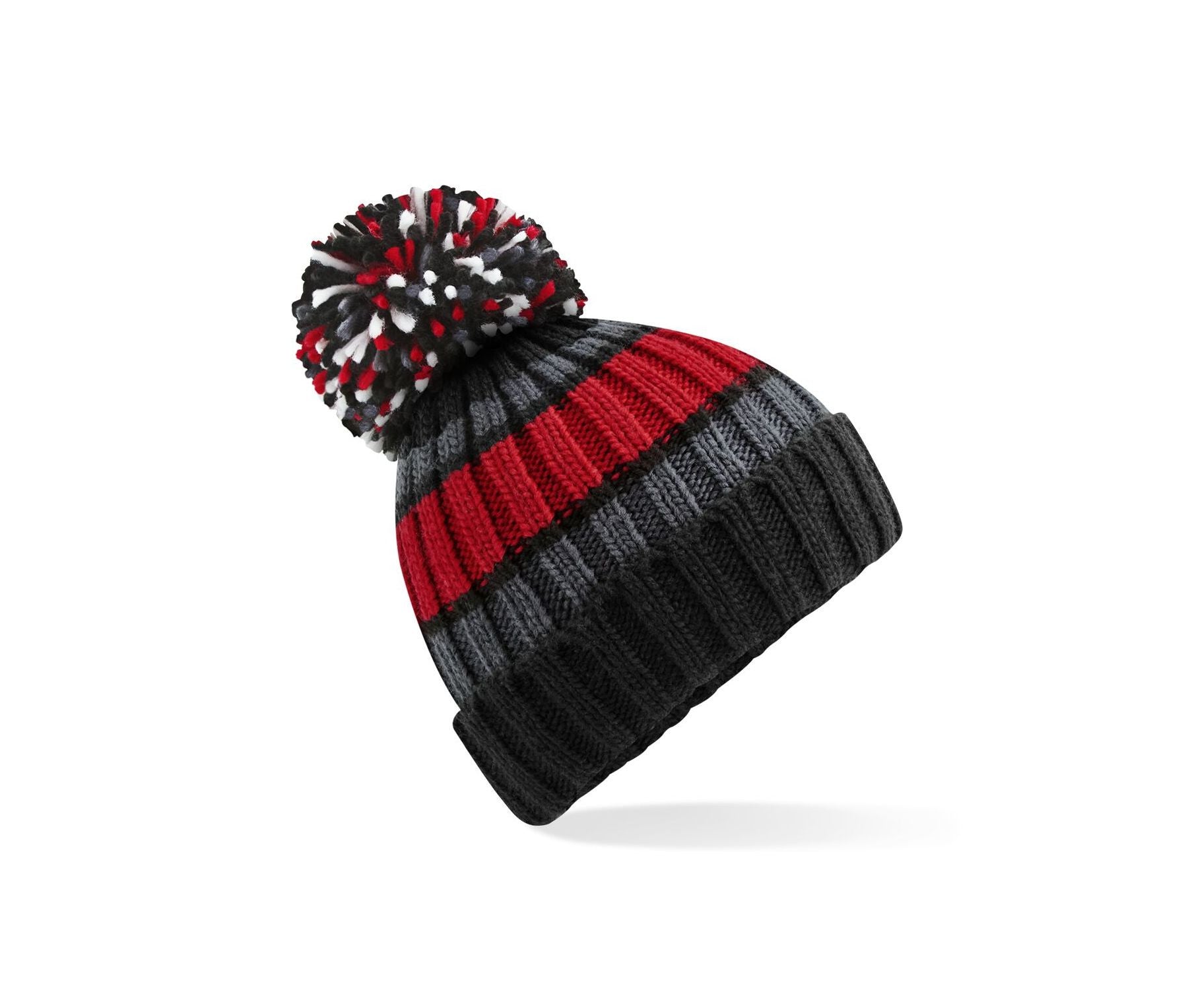 Bonnet Rayé Avec Pompon - Black Cherry