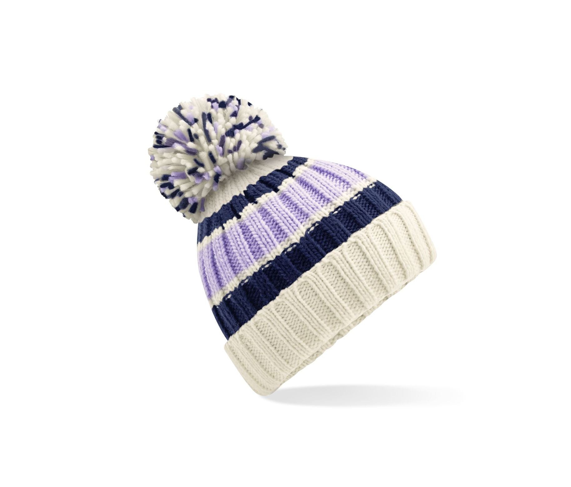 Bonnet Rayé Avec Pompon - Blueberry Cheesecake