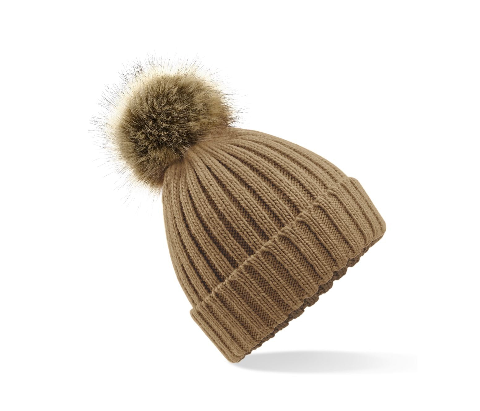 Bonnet Grosse Maille Pop Pom - Biscuit