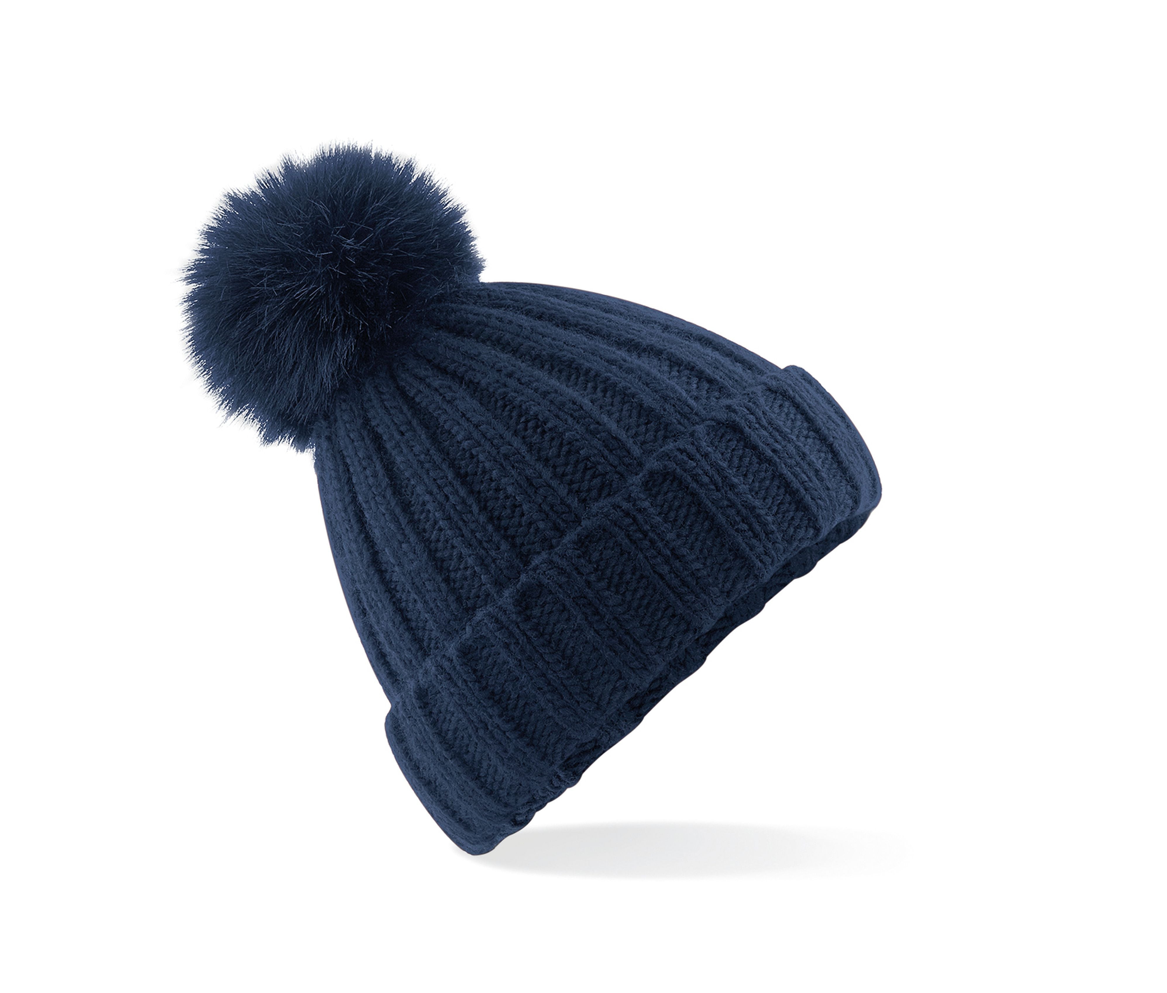 Bonnet Verbier Grosse Maille Pop Pom - Navy