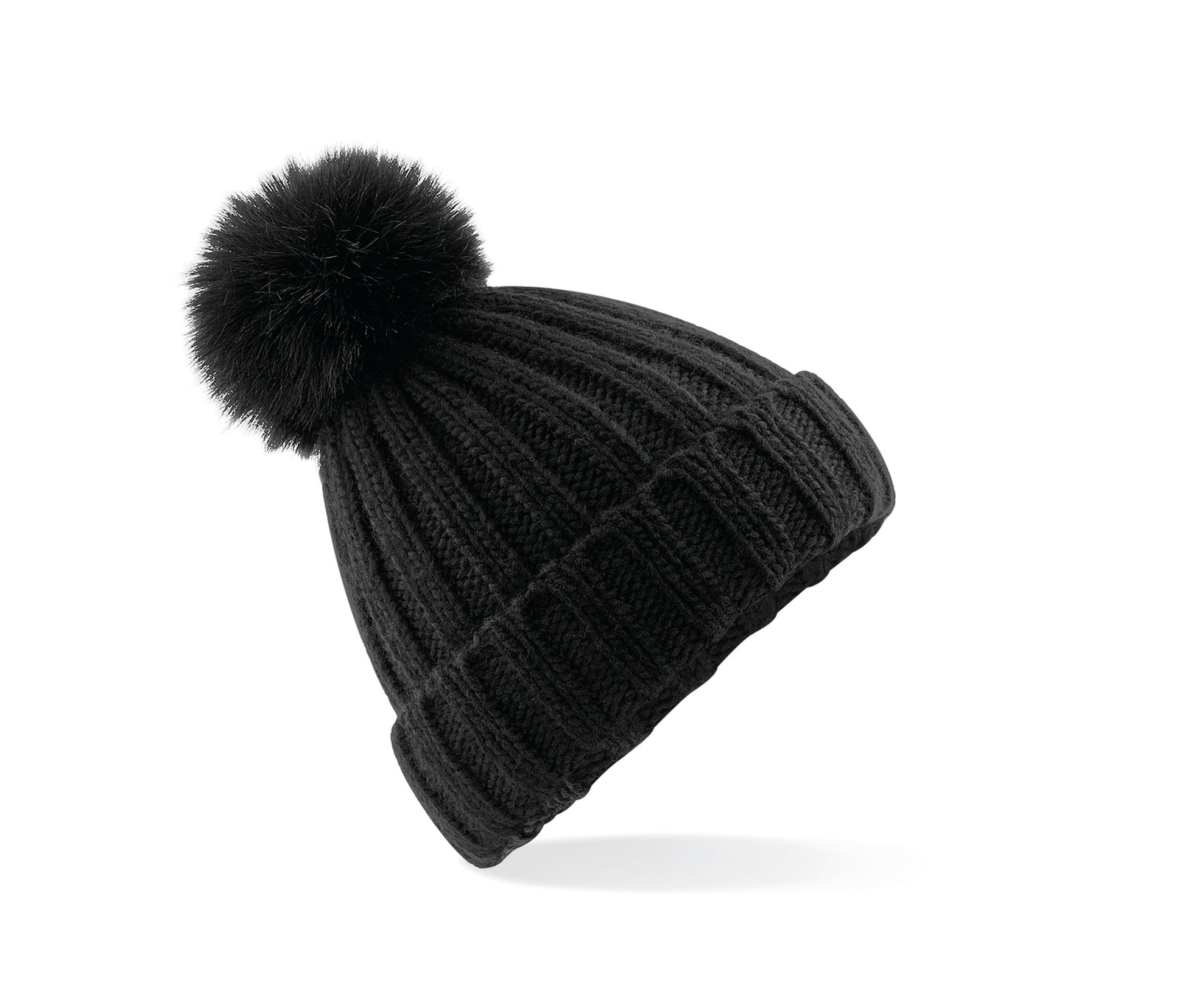 Bonnet Verbier Grosse Maille Pop Pom - Black