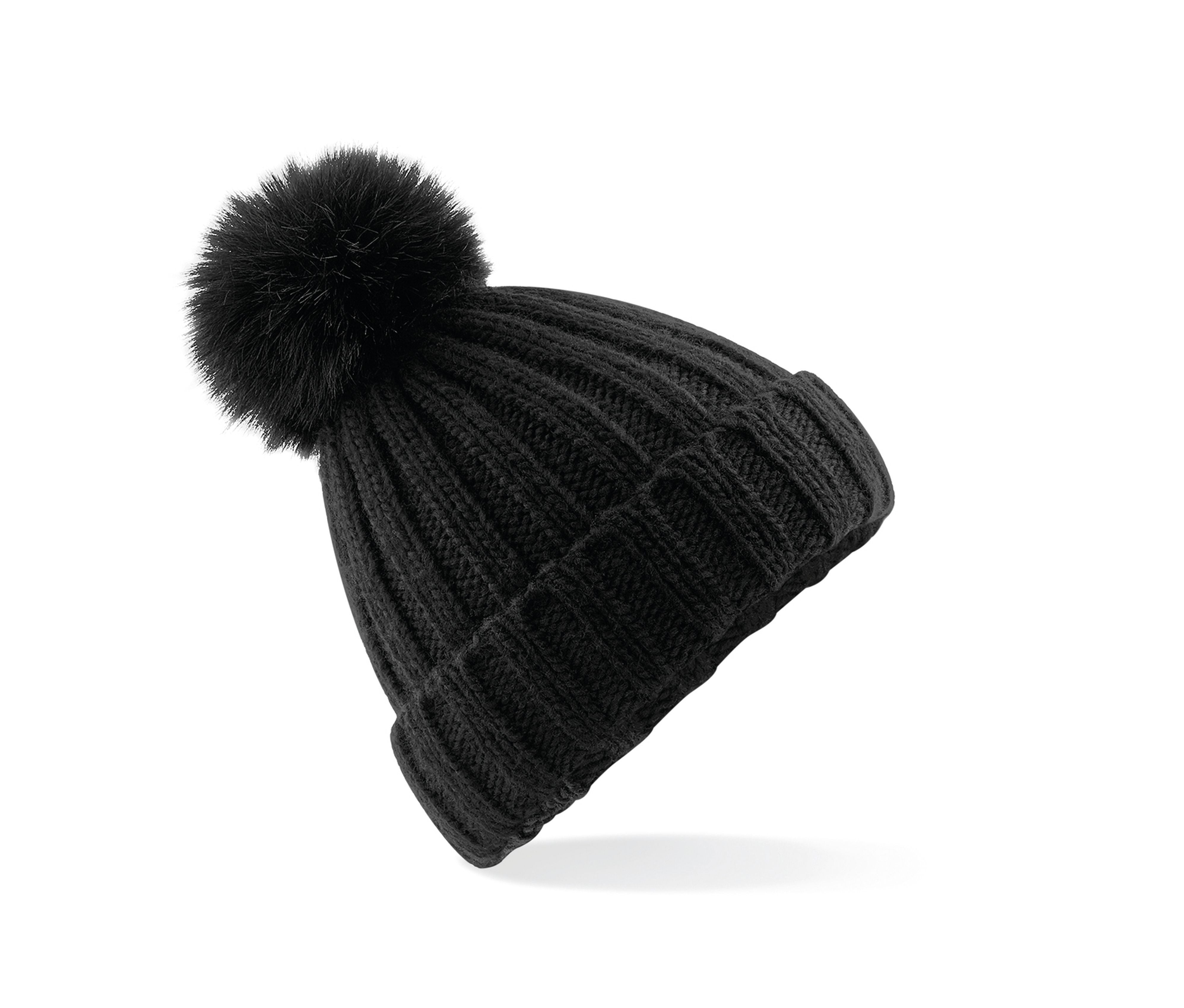 Bonnet Verbier Grosse Maille Pop Pom - Black