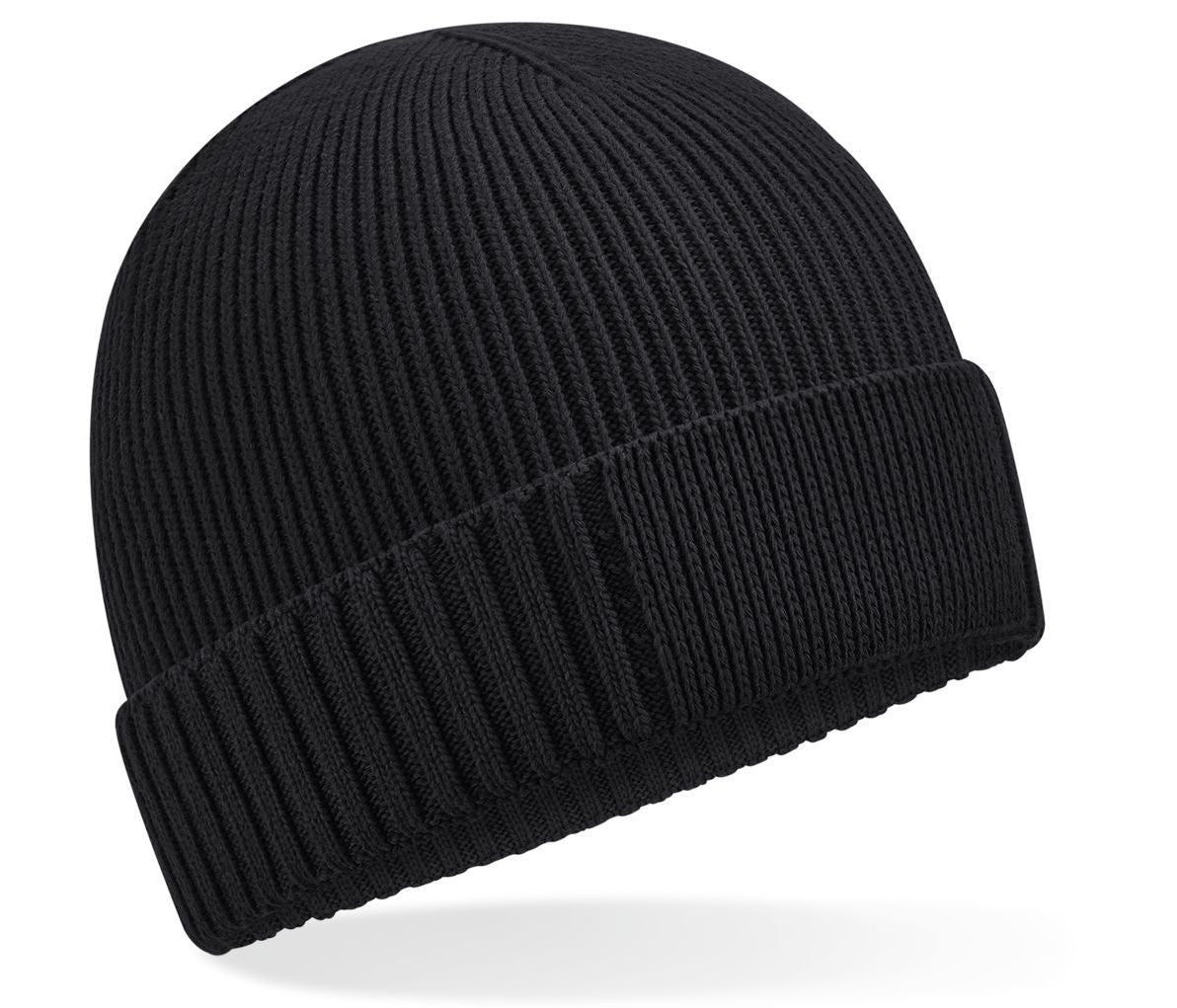 Bonnet Avec Rabat en Coton Organique - Black