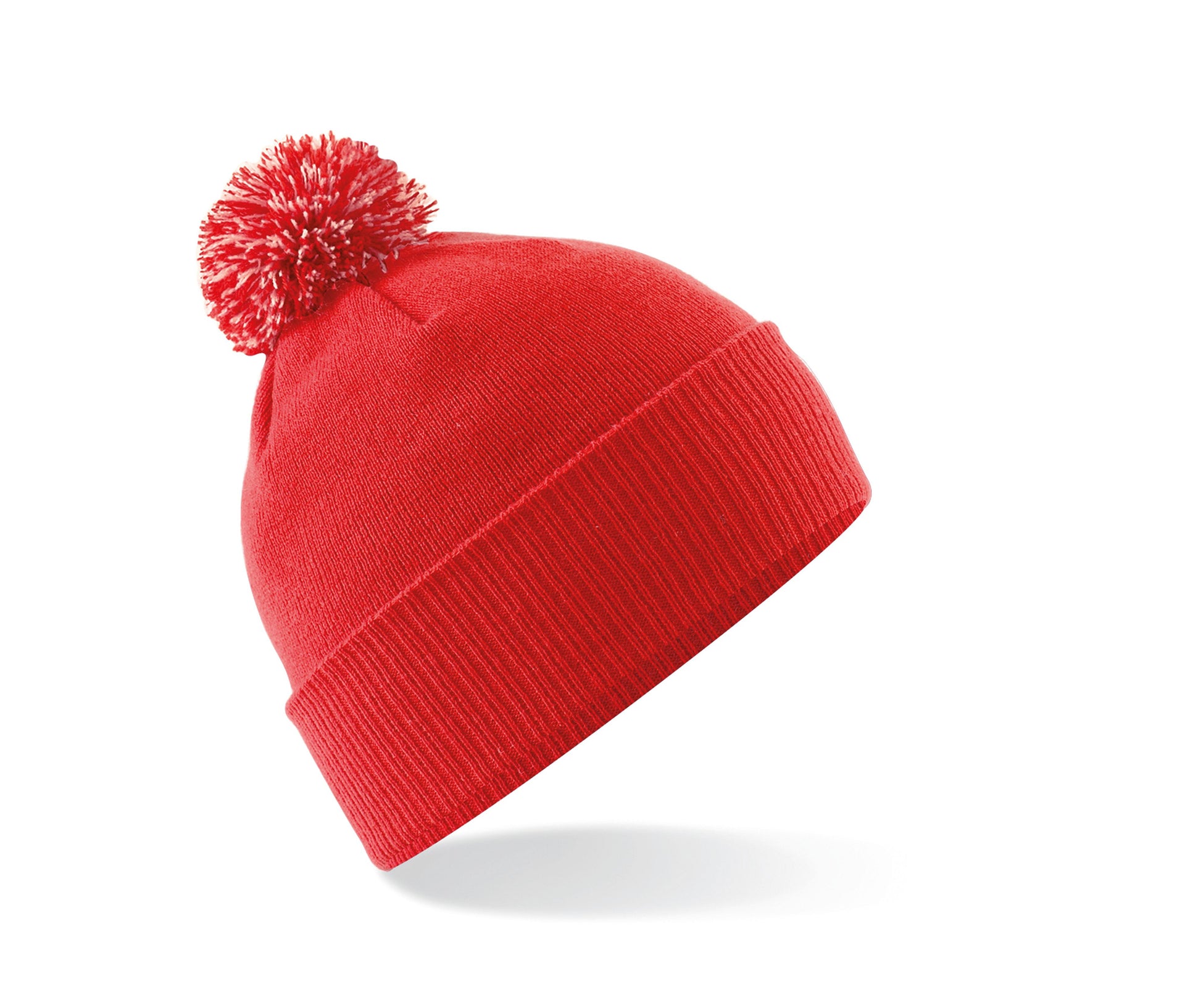 Bonnet Enfant Avec Pompon - Bright Red/off White