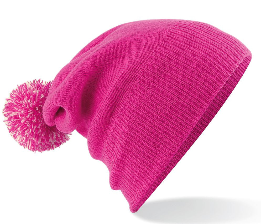 Bonnet Enfant Avec Pompon - Fuchsia/off White