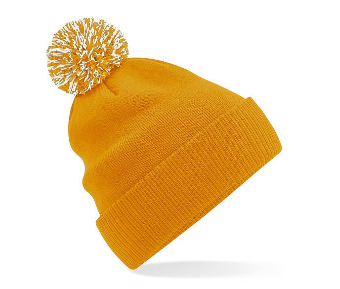 Bonnet Avec Pompon - Mustard / Off White