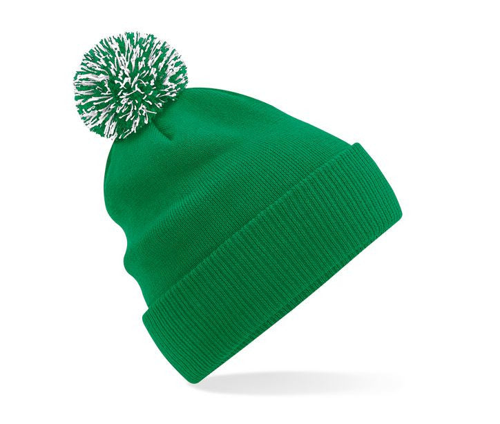 Bonnet Avec Pompon - Kelly Green/white