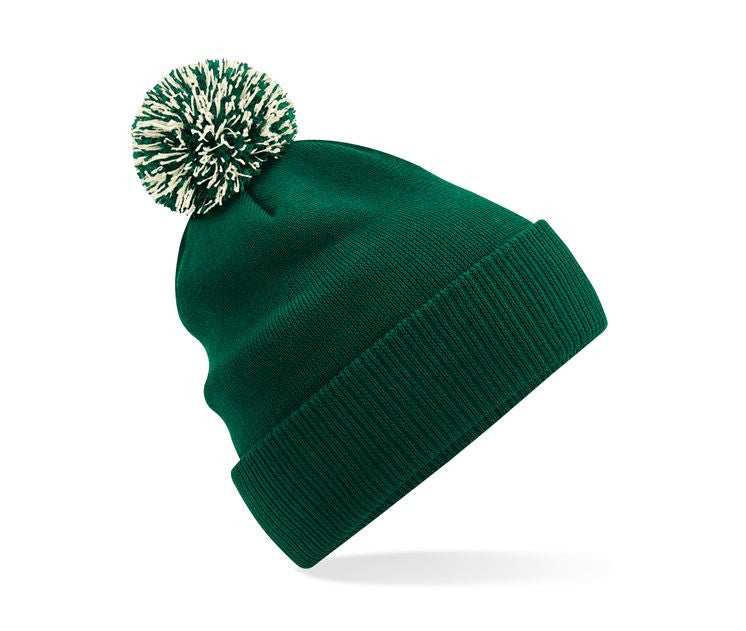 Bonnet Avec Pompon - Bottle Green/off White
