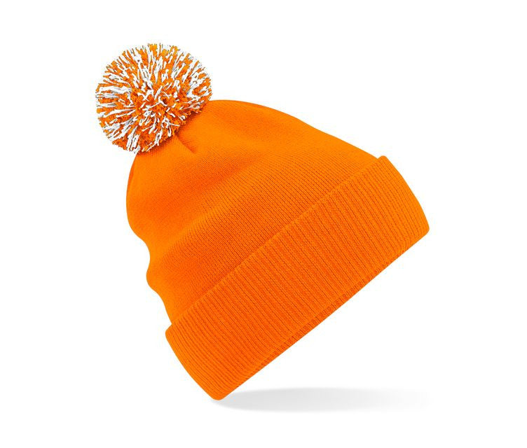Bonnet Avec Pompon - Orange / White
