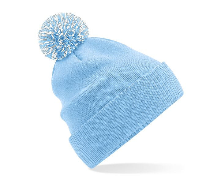 Bonnet Avec Pompon - Sky Blue / White