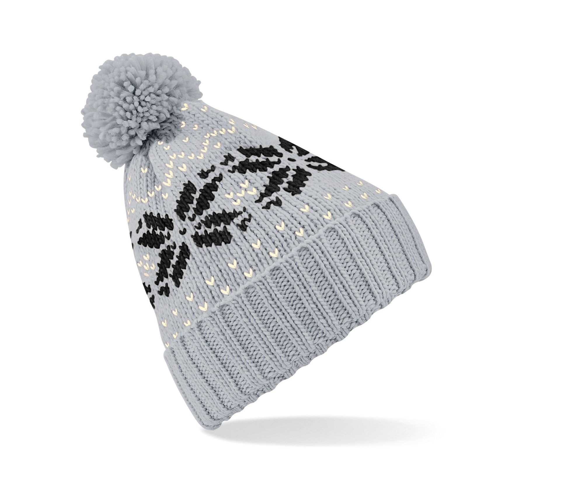 Bonnet Avec Pompon - Light Grey/black/off White