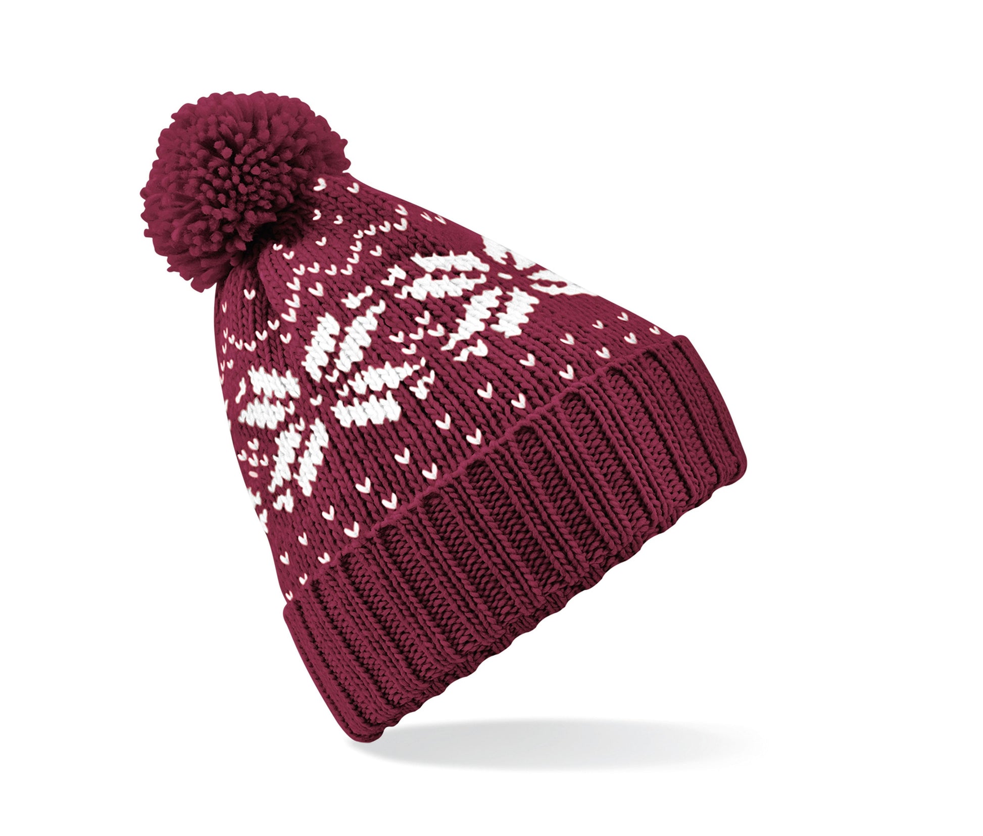 Bonnet Avec Pompon - Burgundy/white