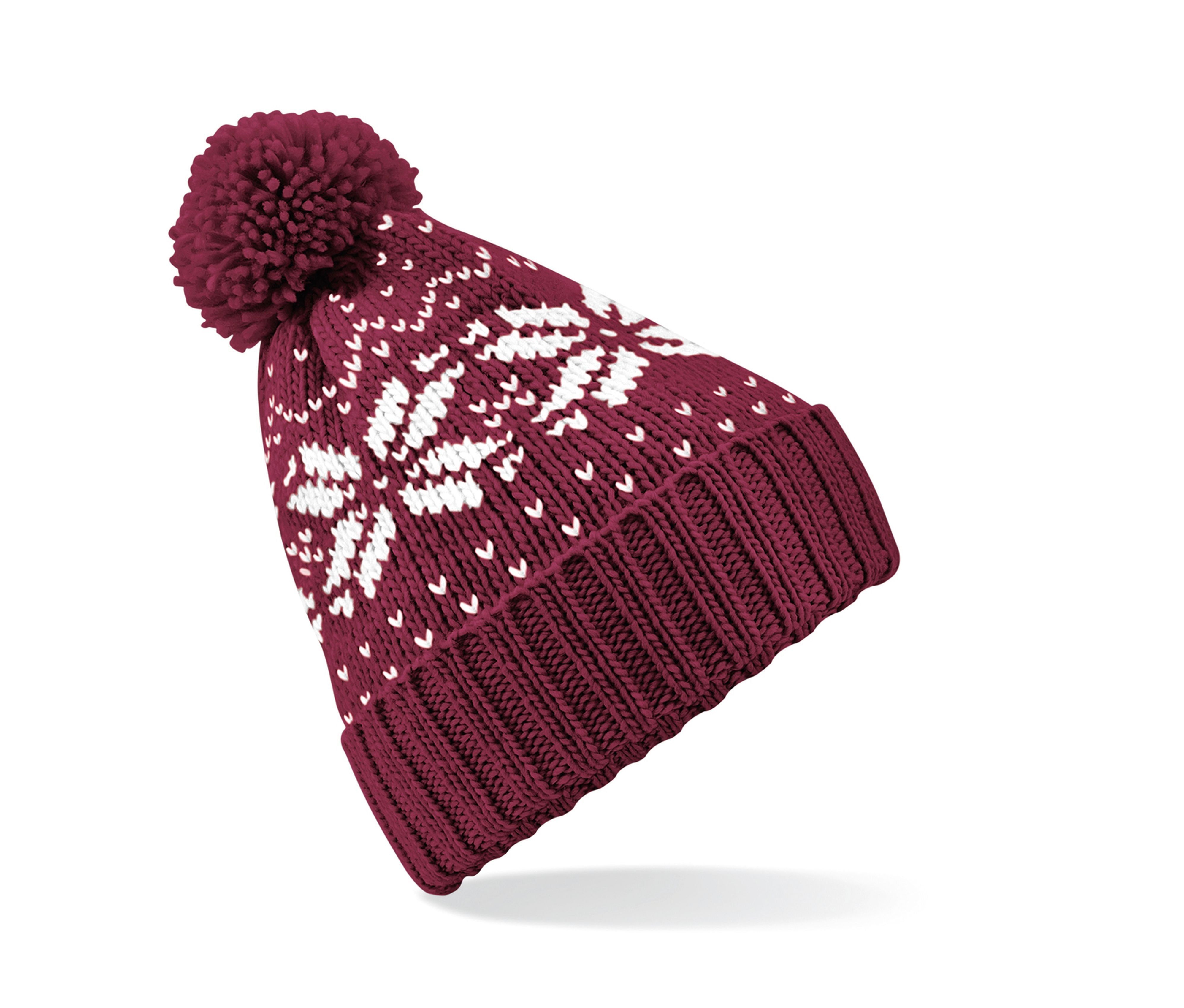 Bonnet Avec Pompon - Burgundy/white