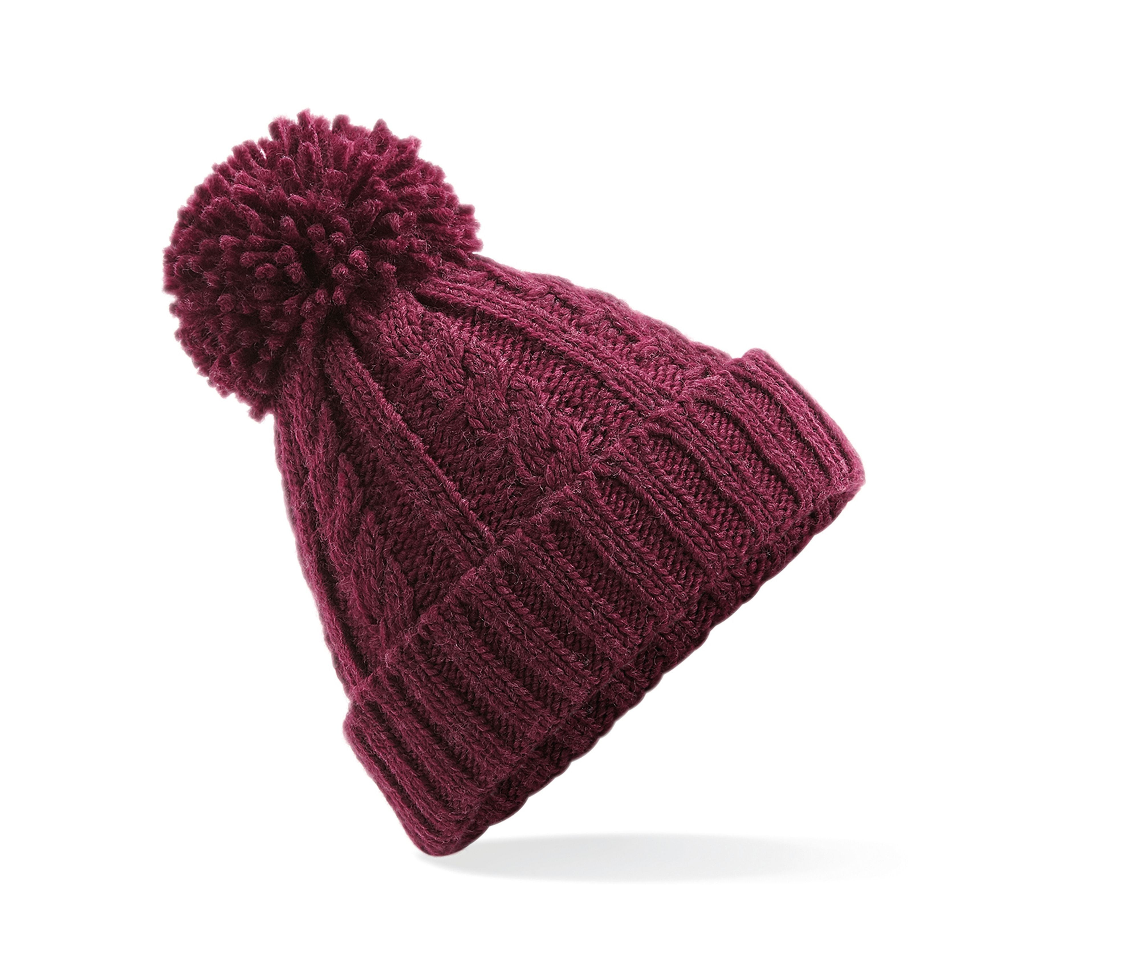 Bonnet en Maille Torsadée - Burgundy