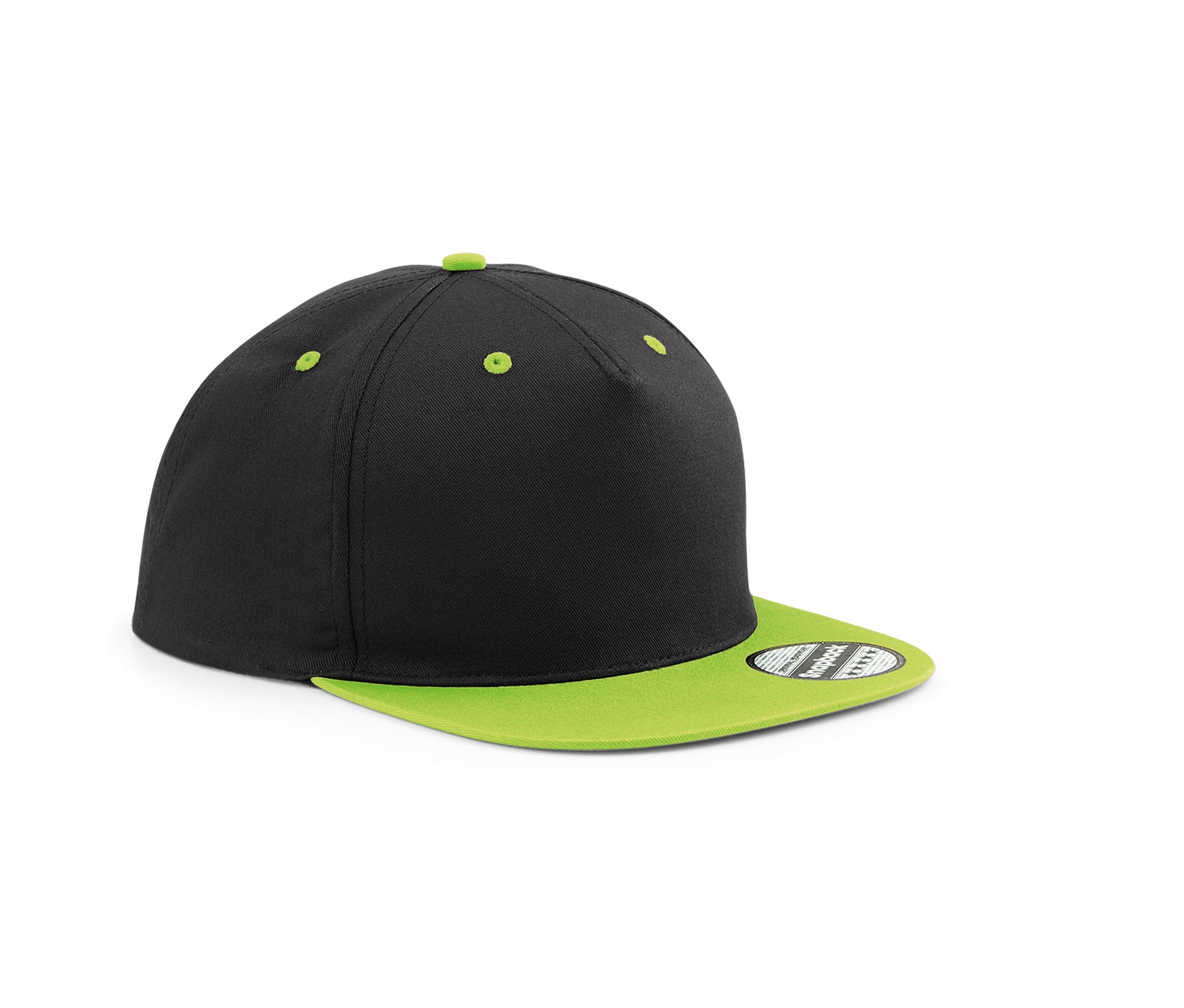 Casquette 5 Pans Avec Visière Contrastée - Black/lime Green