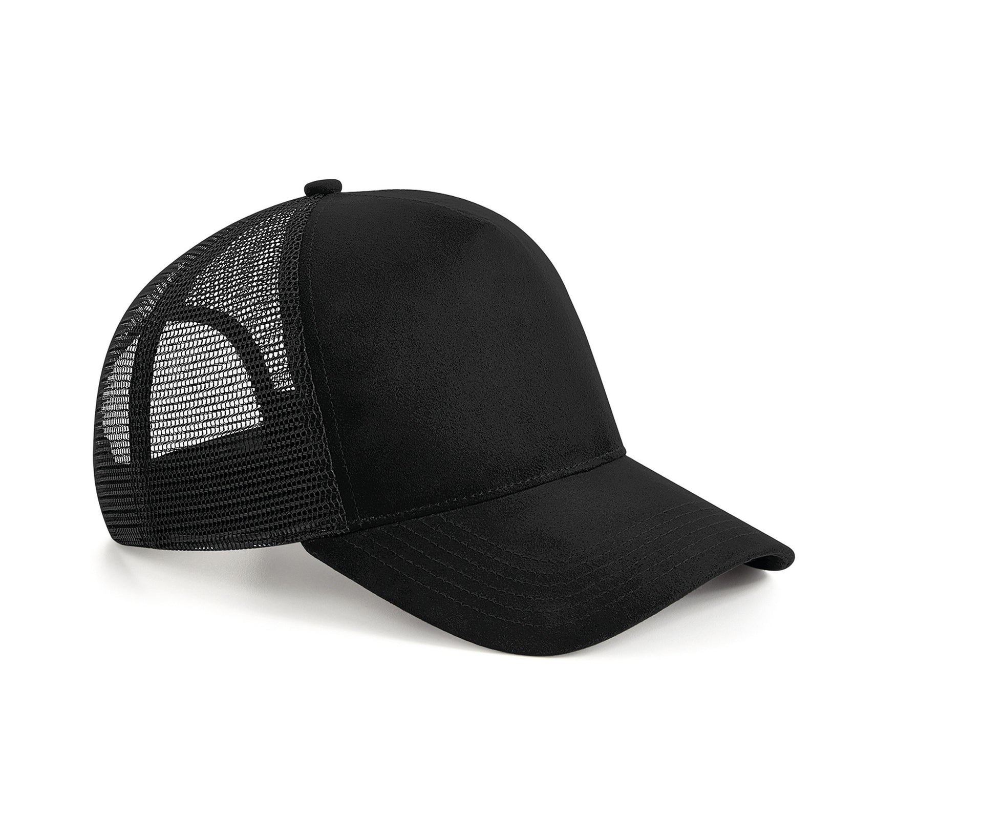 Casquette Filet en Polyester Effet Daim - Black