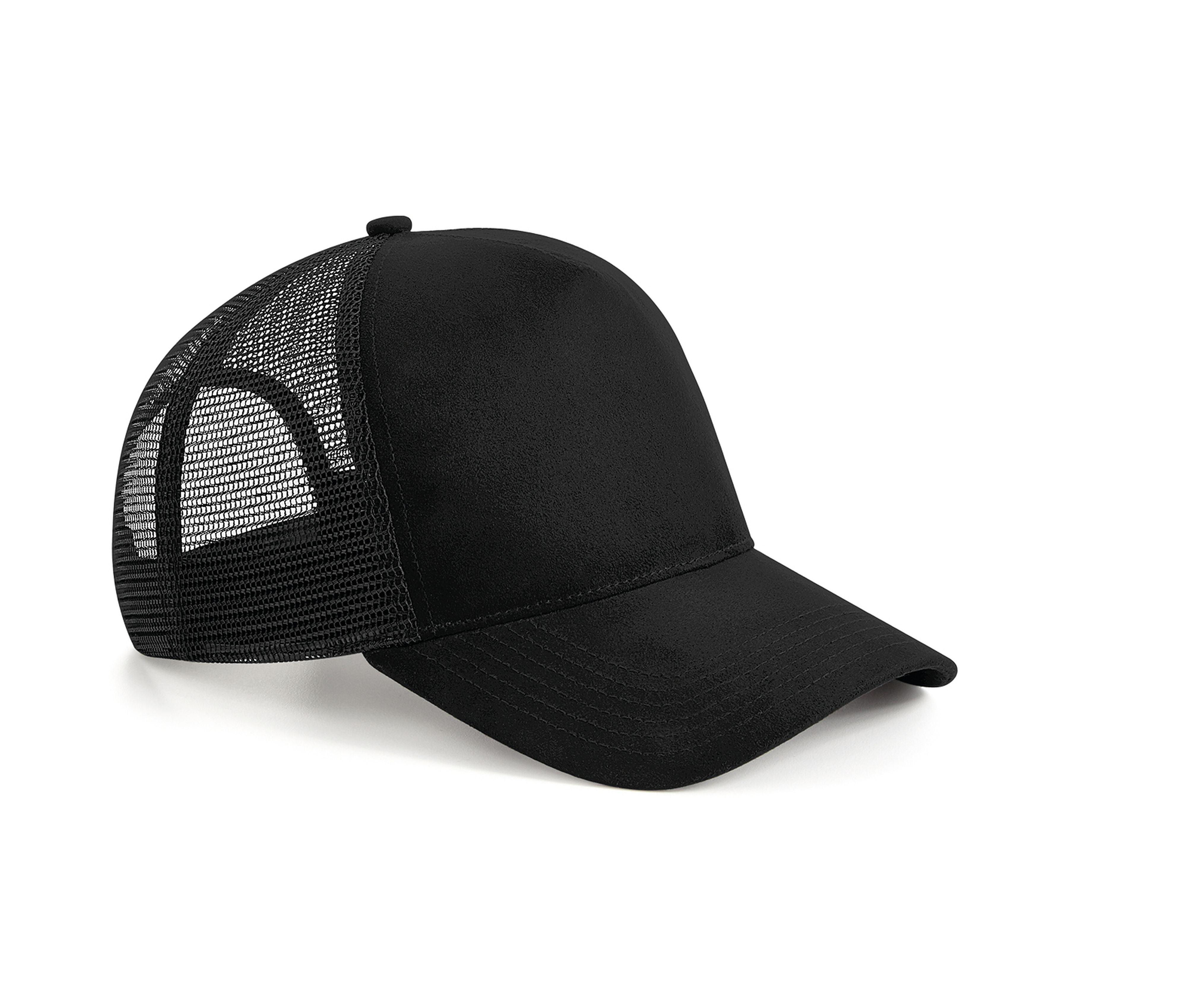 Casquette Filet en Polyester Effet Daim - Black