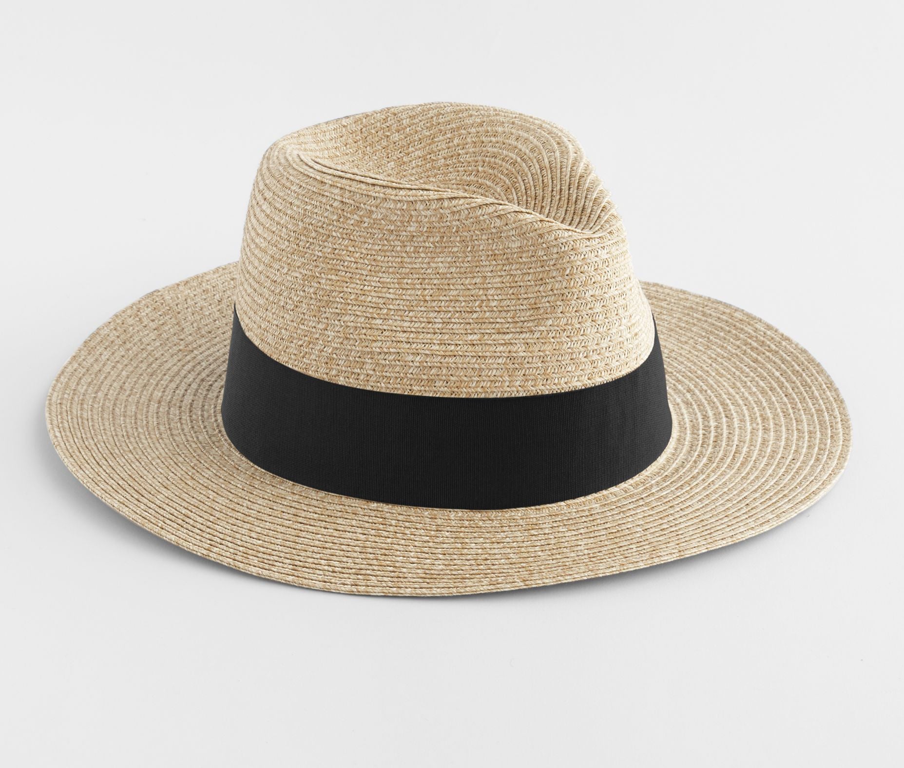 Chapeau en Papier Tressé Imitant la Paille - Natural/black