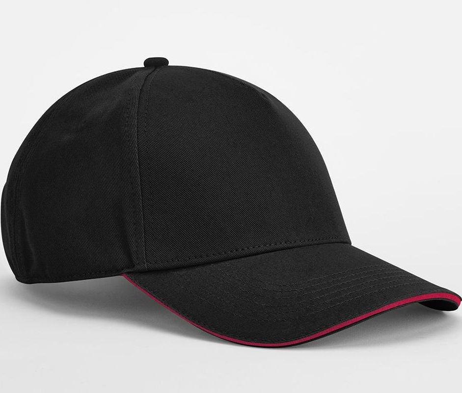 Casquette en Coton Organique Avec Liseré - Black / Classic Red