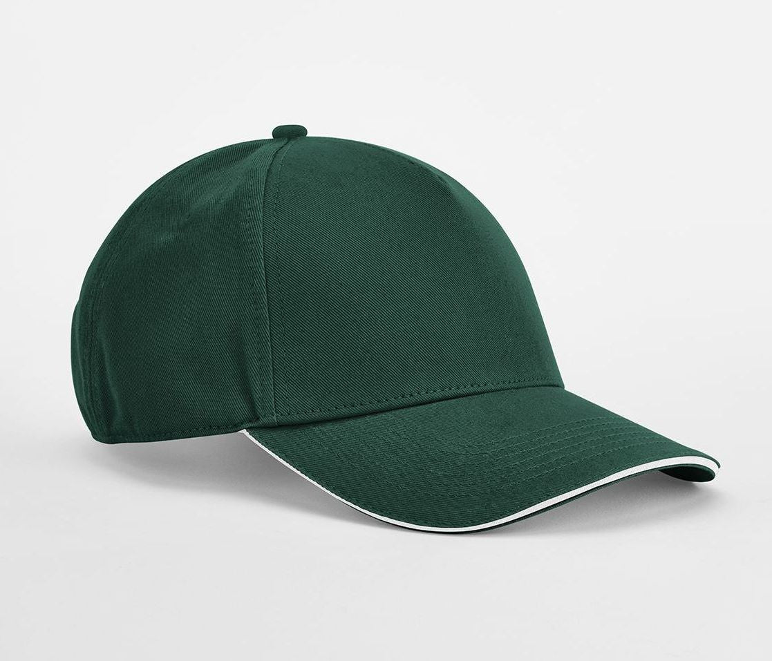 Casquette en Coton Organique Avec Liseré - Bottle Green / White