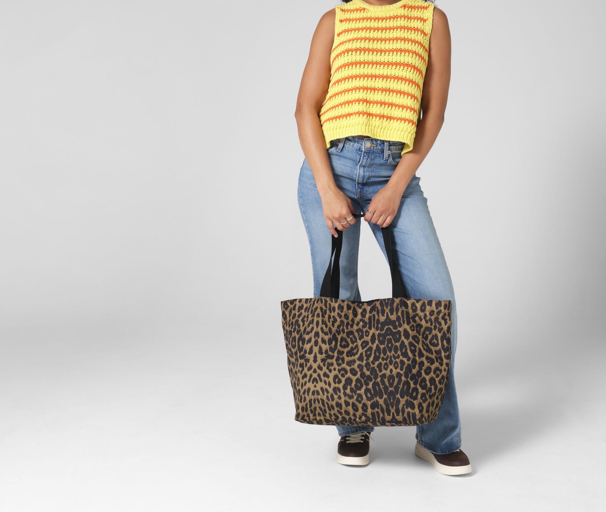 Grand sac shopping motif léopard