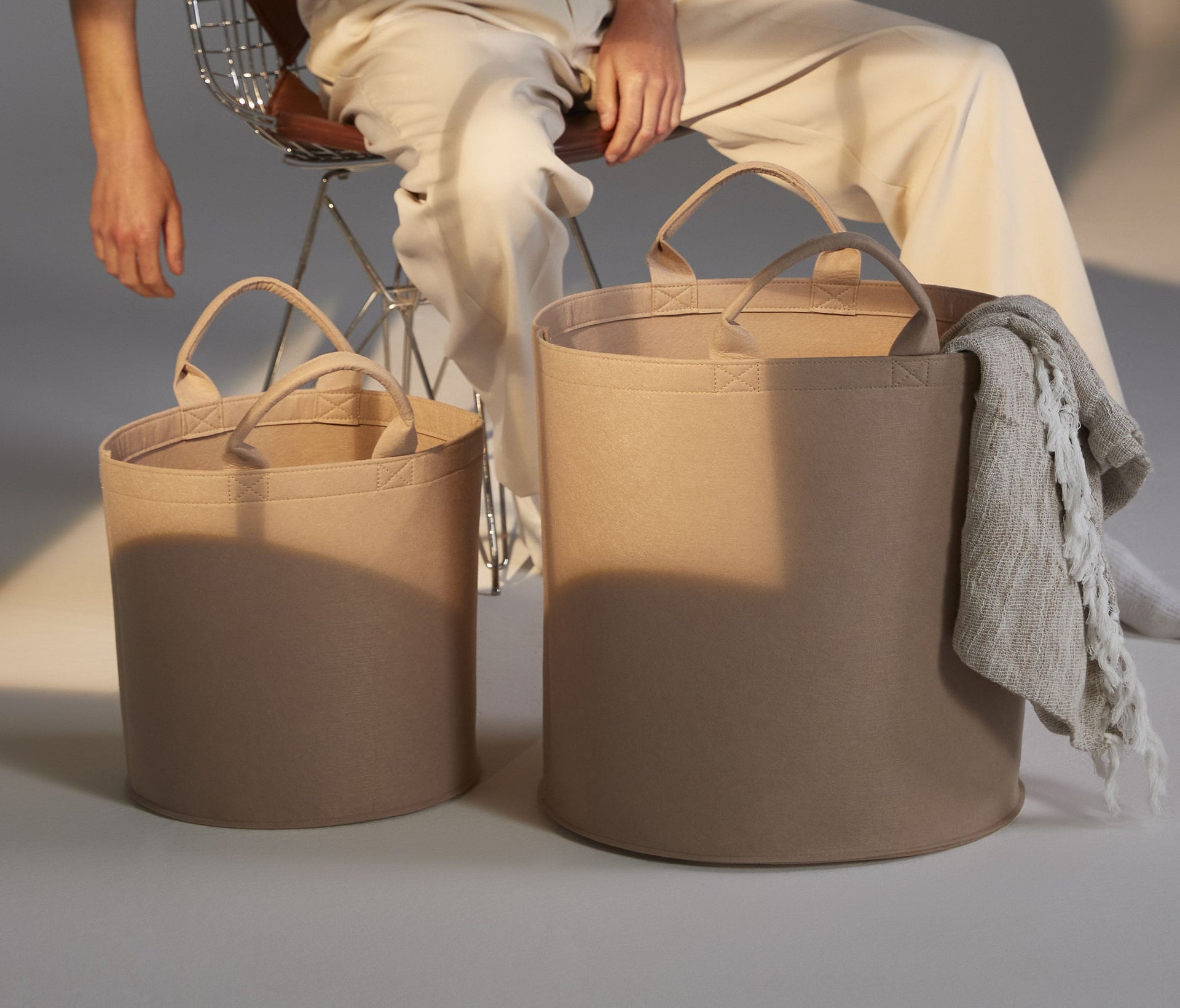 Panier en polyester feutrine
