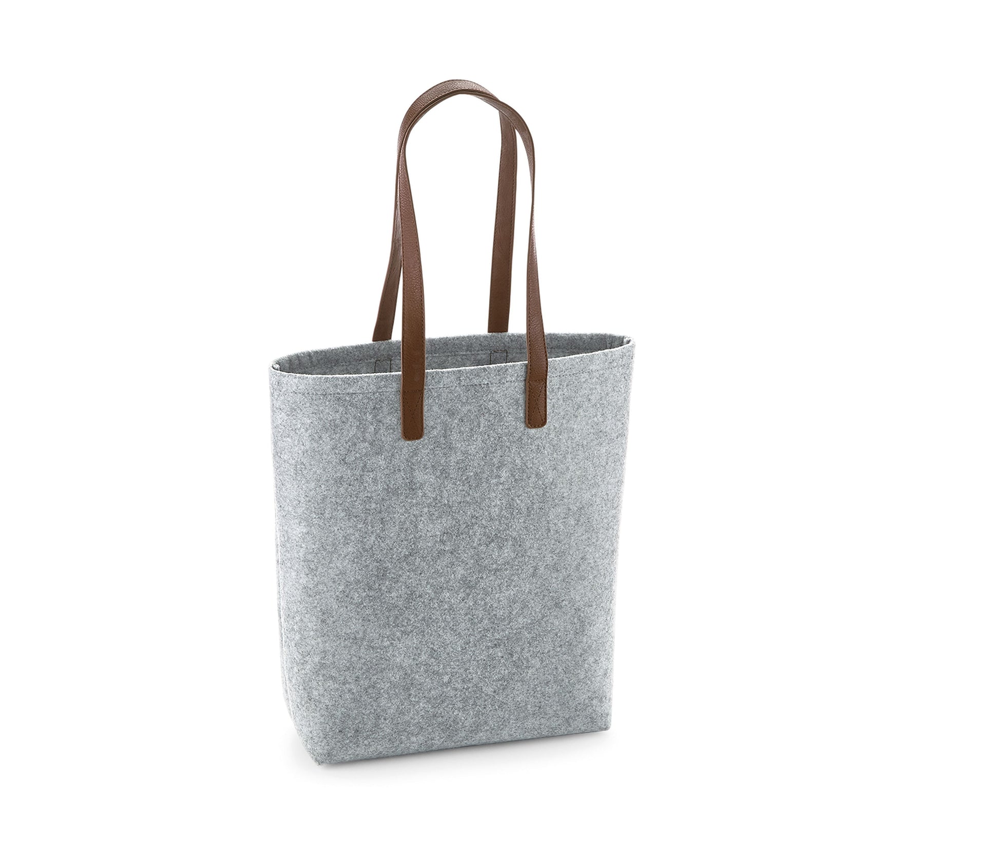 Sac Shopping en Polyester Feutrine - Grey Melange/tan