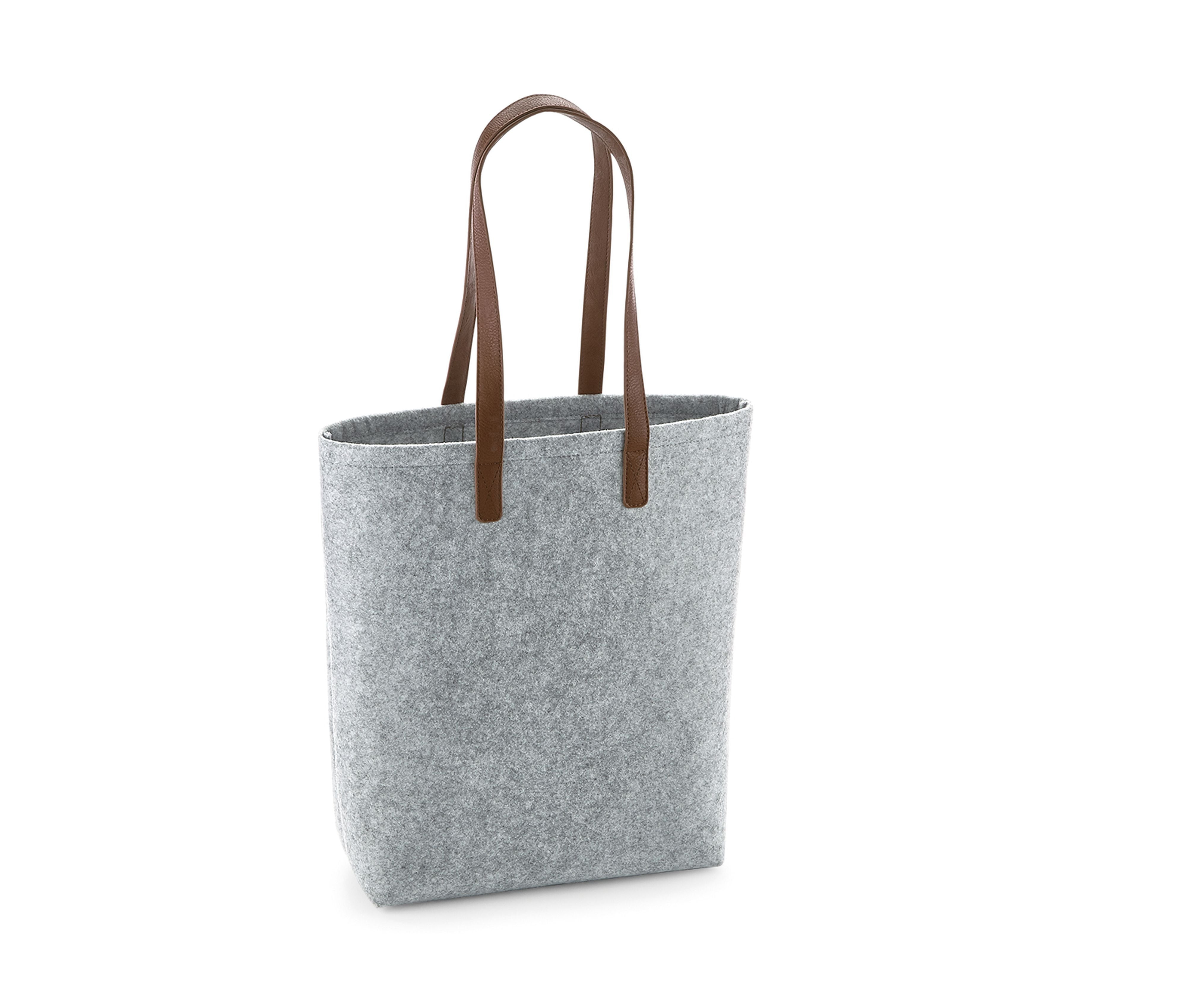 Sac Shopping en Polyester Feutrine - Grey Melange/tan