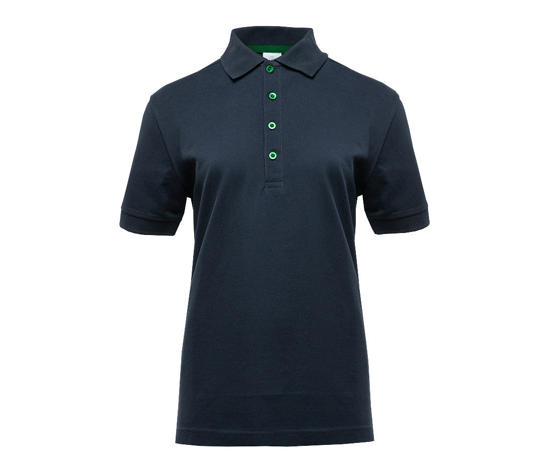 Polo Femme Boutons Contrastés - Navy / Kelly Green