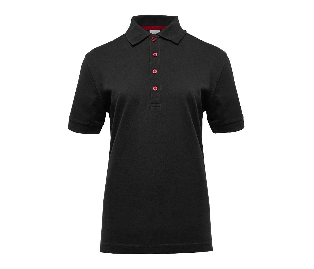 Polo Femme Boutons Contrastés - Black / Red