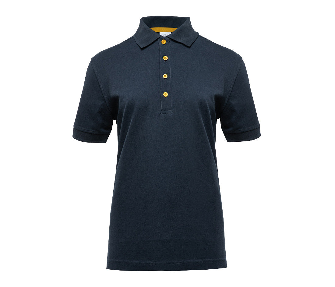 Polo Femme Boutons Contrastés - Navy / Gold