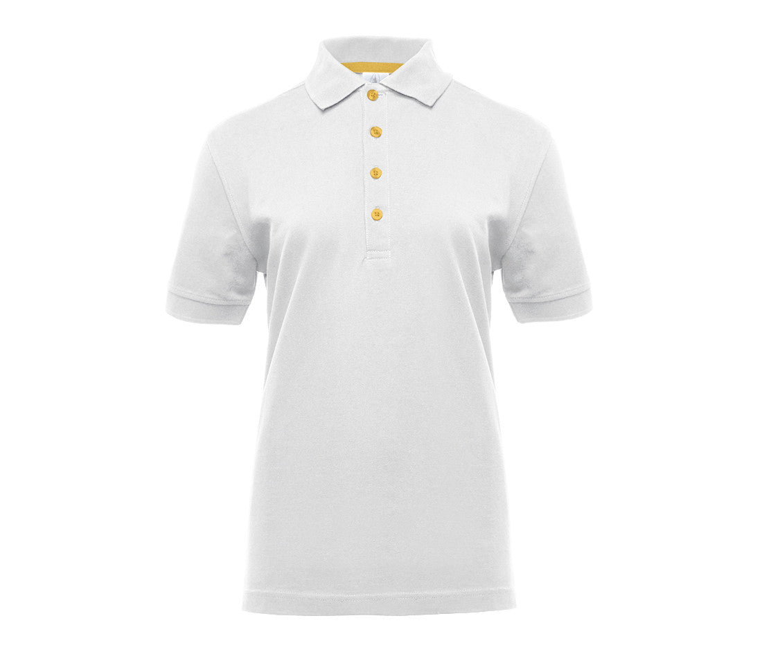 Polo Femme Boutons Contrastés - White / Gold