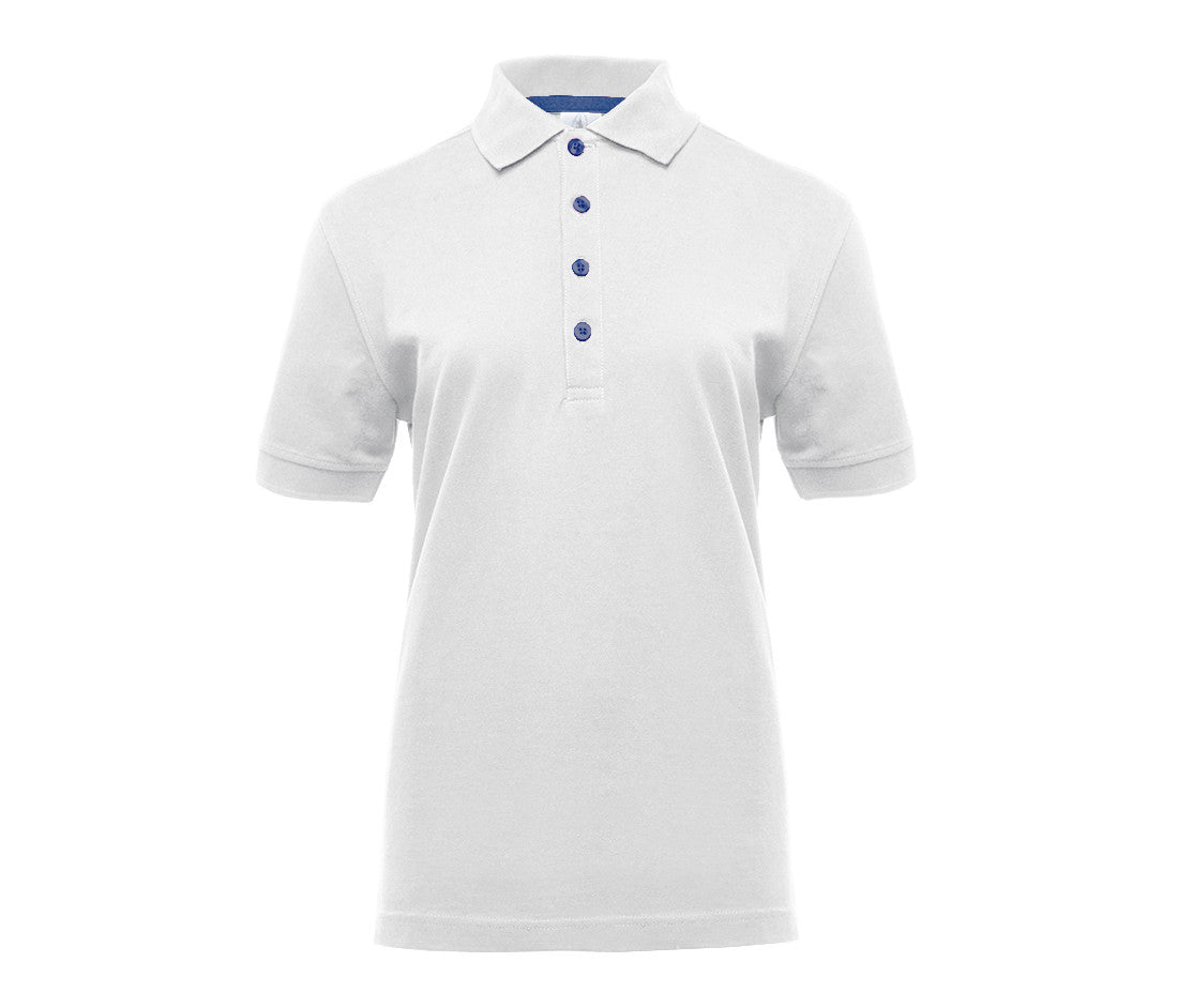 Polo Femme Boutons Contrastés - White / Royal