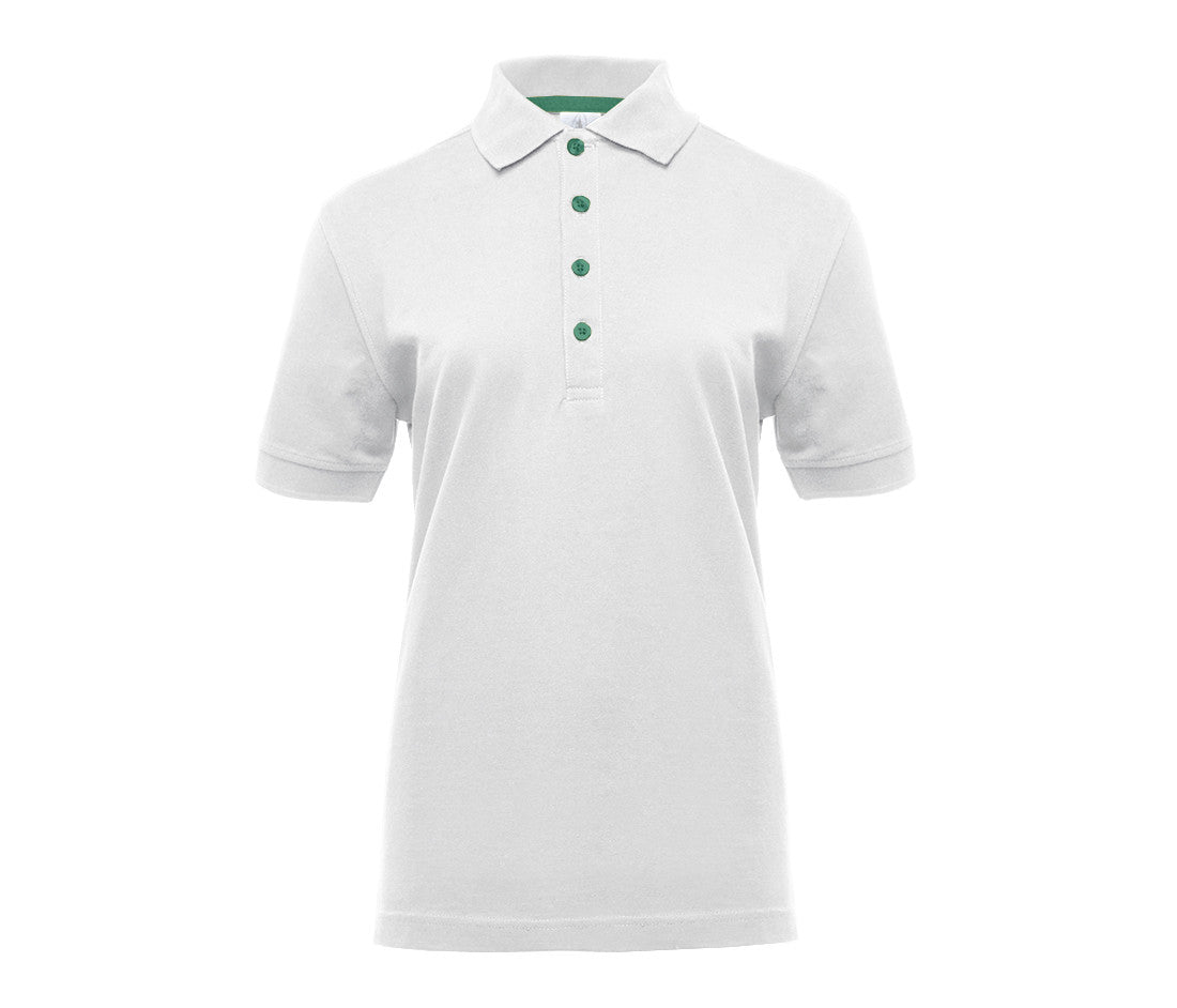 Polo Femme Boutons Contrastés - White / Kelly Green