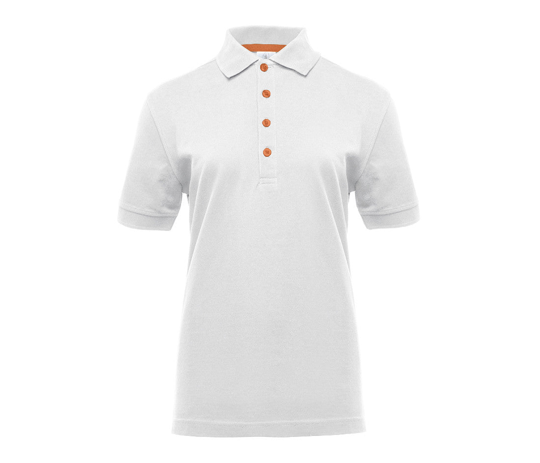 Polo Femme Boutons Contrastés - White / Orange