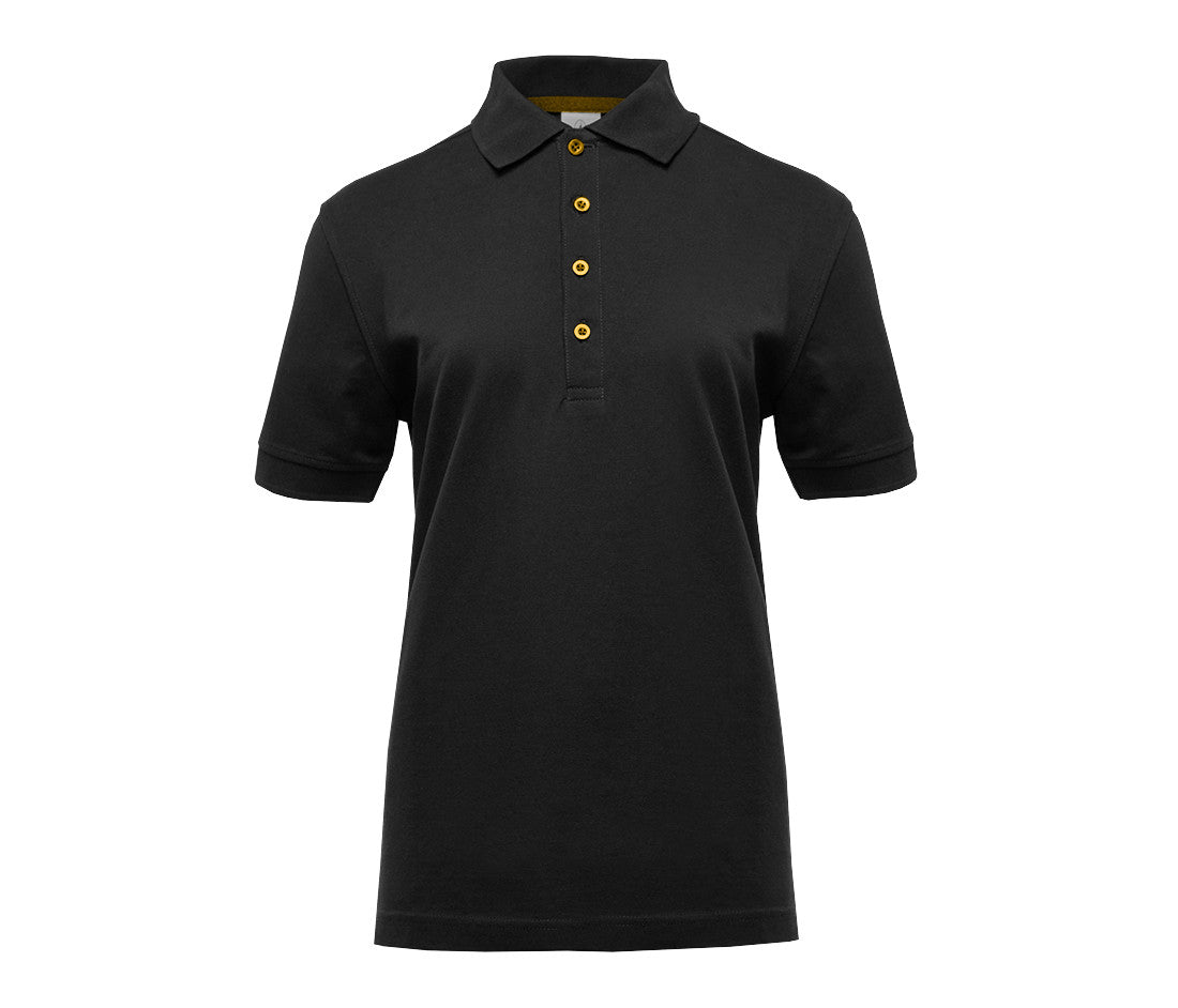 Polo Femme Boutons Contrastés - Black / Gold