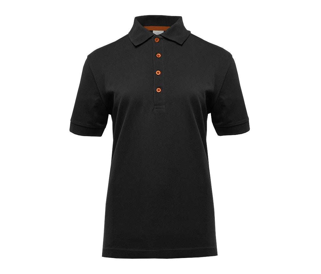 Polo Femme Boutons Contrastés - Black / Orange