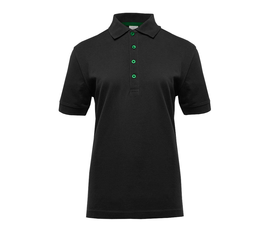 Polo Femme Boutons Contrastés - Black / Kelly Green