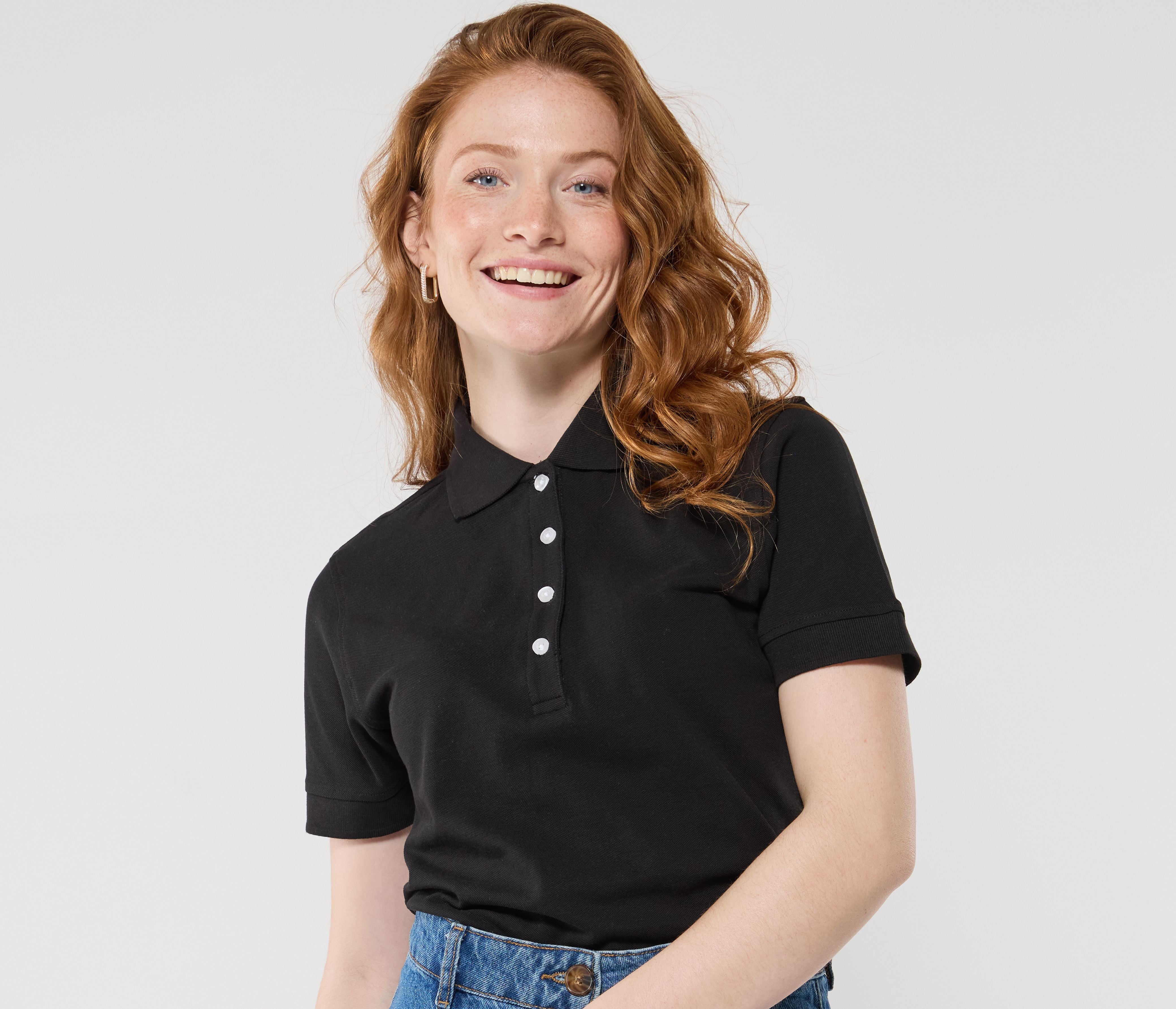 Polo femme boutons contrastés