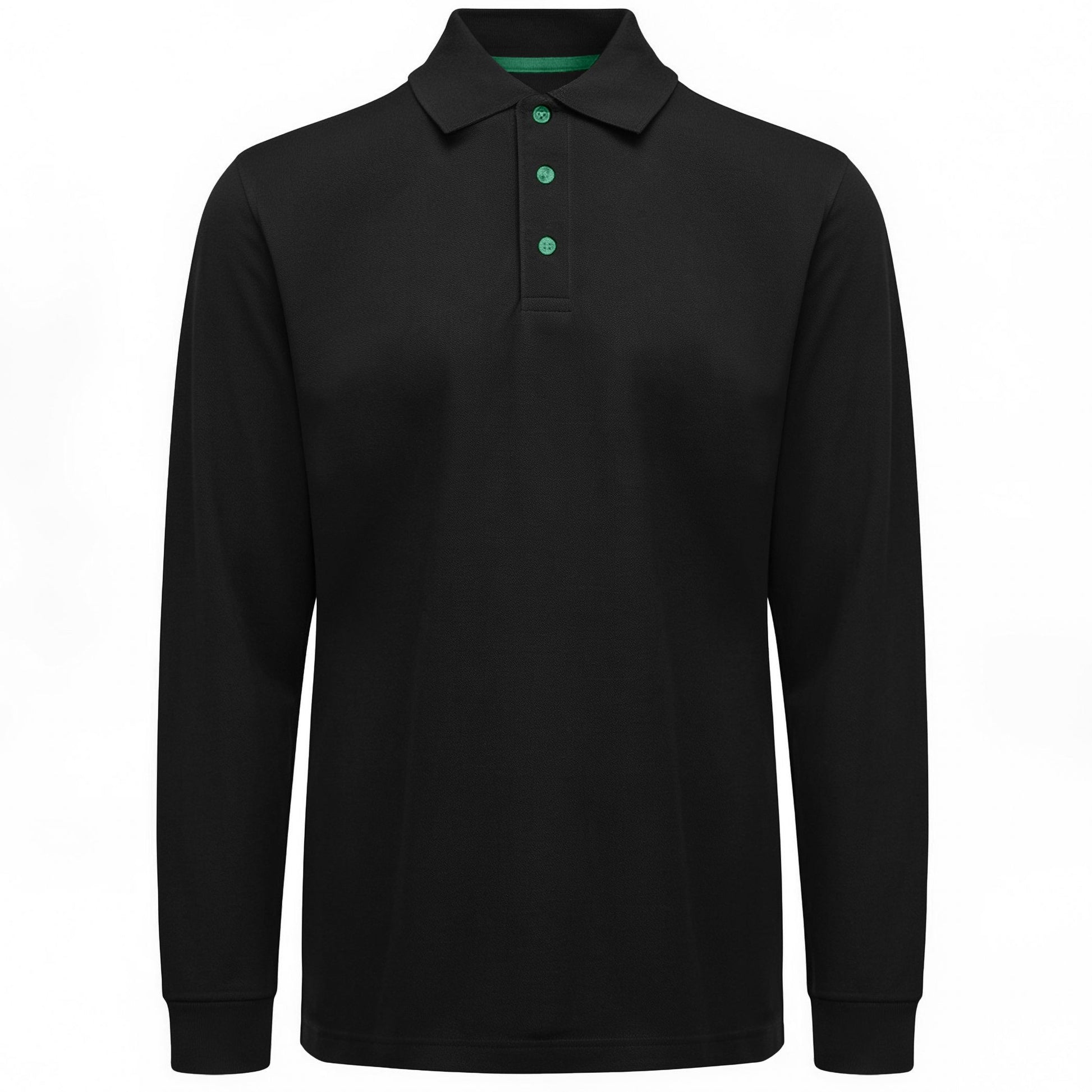 Polo Manches Longues Homme - Black / Kelly Green
