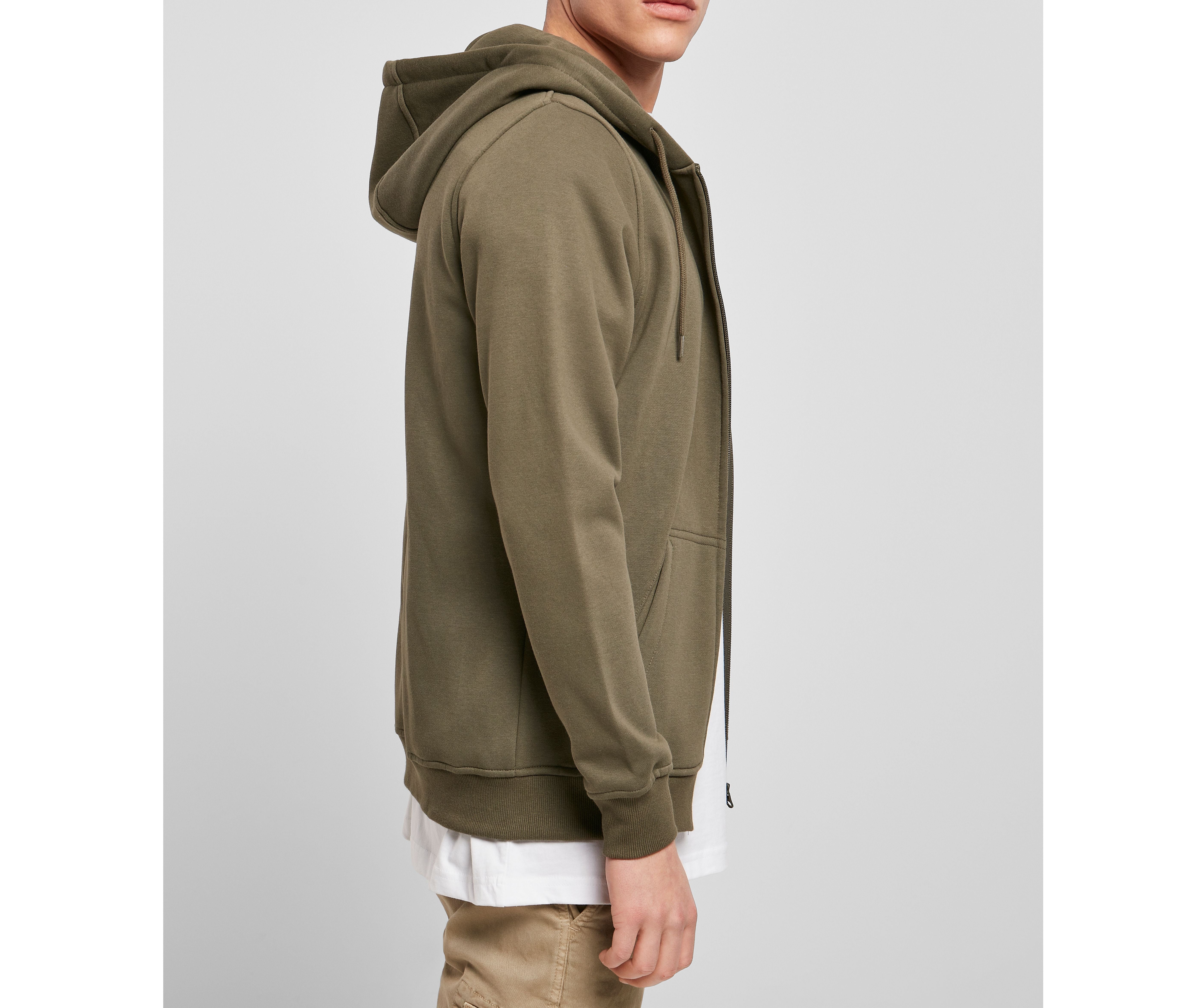 Sweat Zippé Capuche Lourd - Olive
