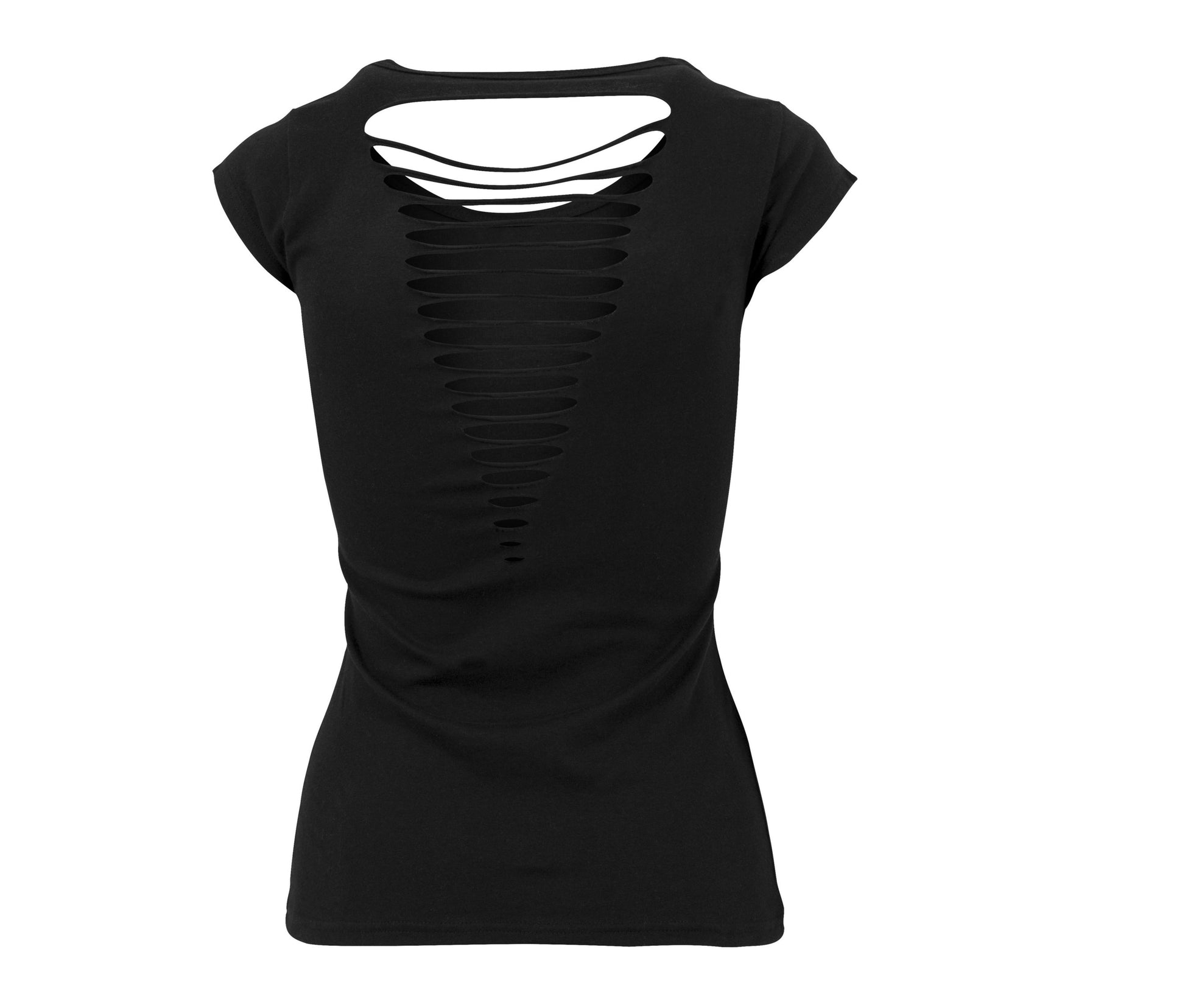 Tee-Shirt Femme Dos Lacéré - Black