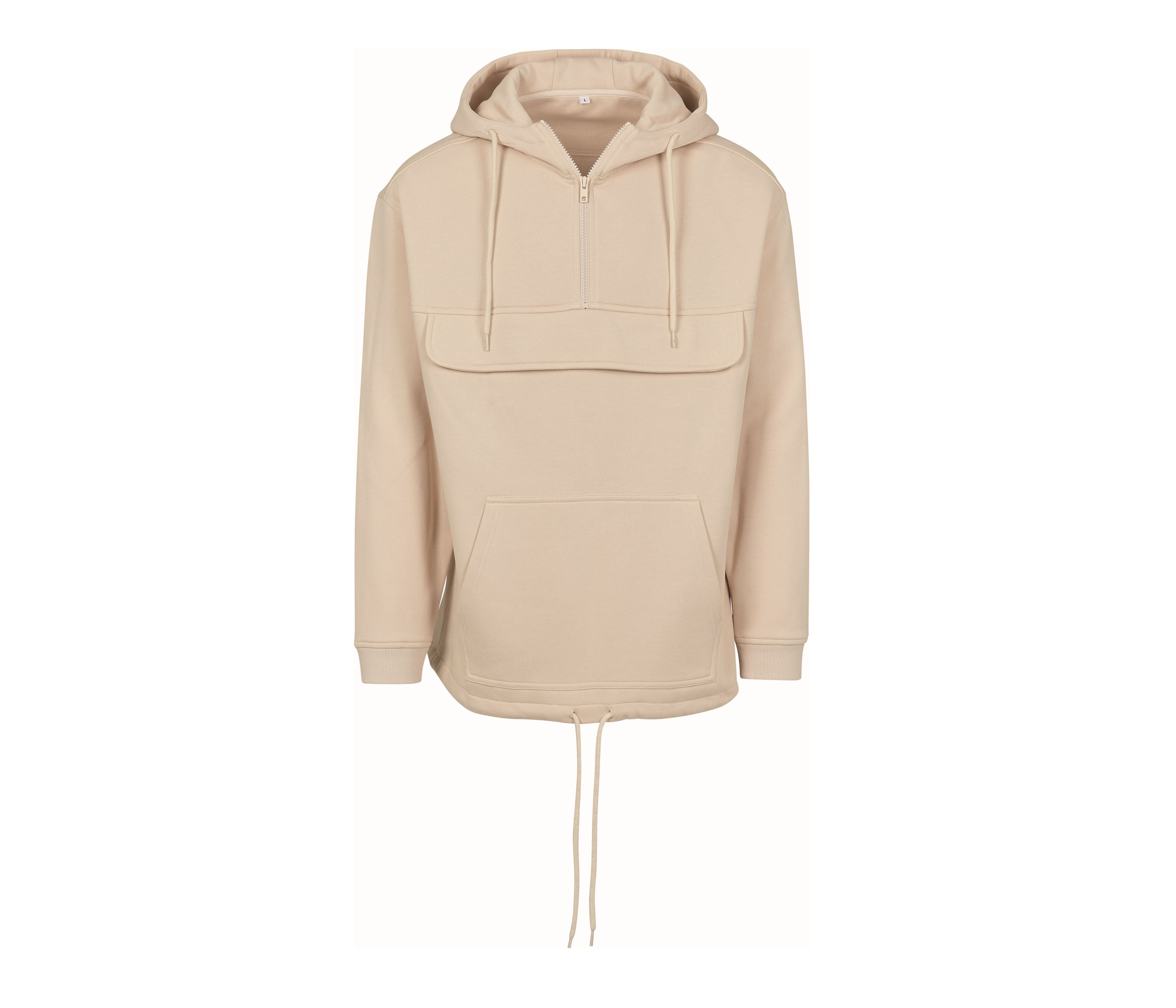 Sweat Homme à Capuche Col Zippé - Sand