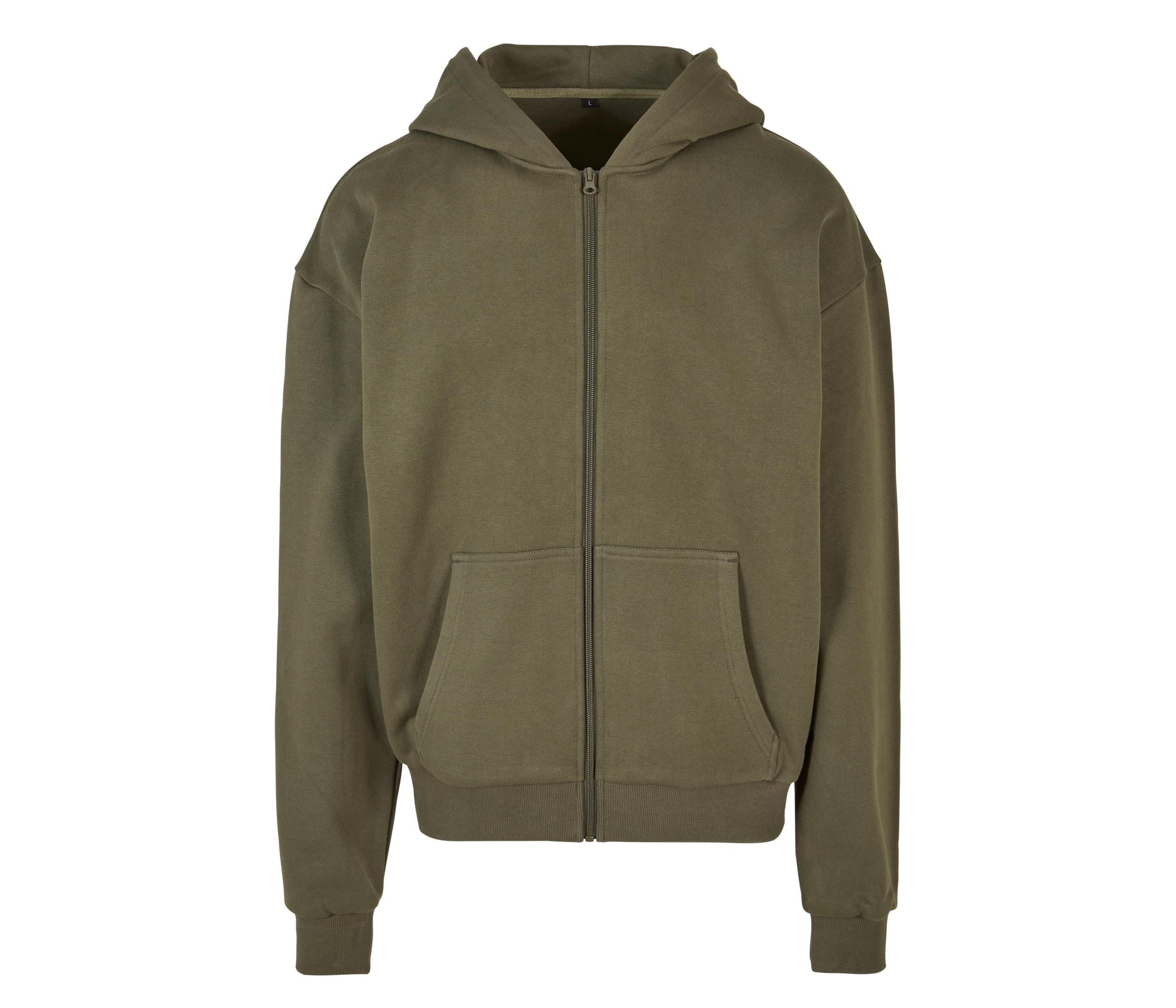 Sweat Zippé à Capuche Très Lourd - Olive