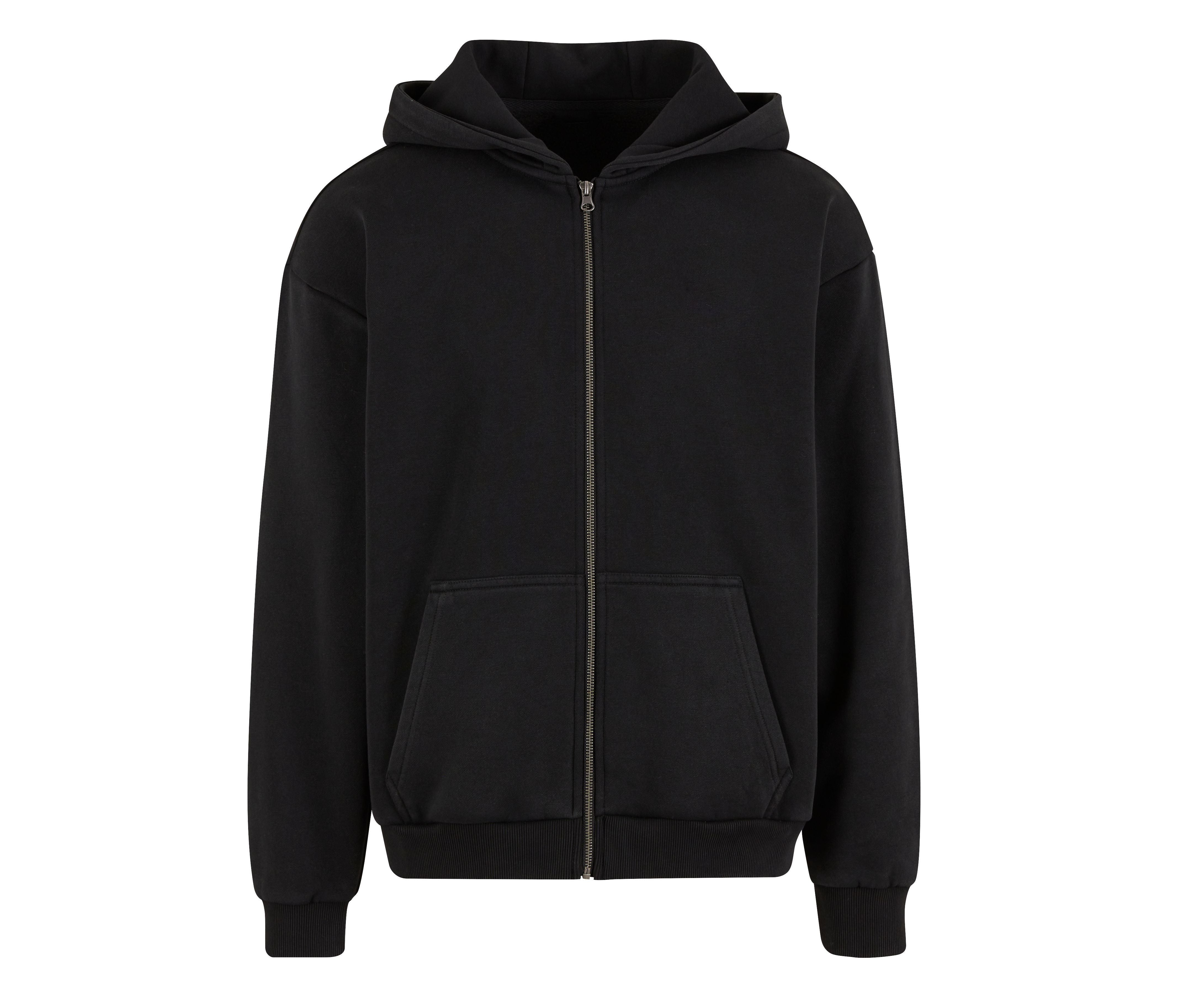 Sweat Capuche Zippé Lourd Délavé - Black
