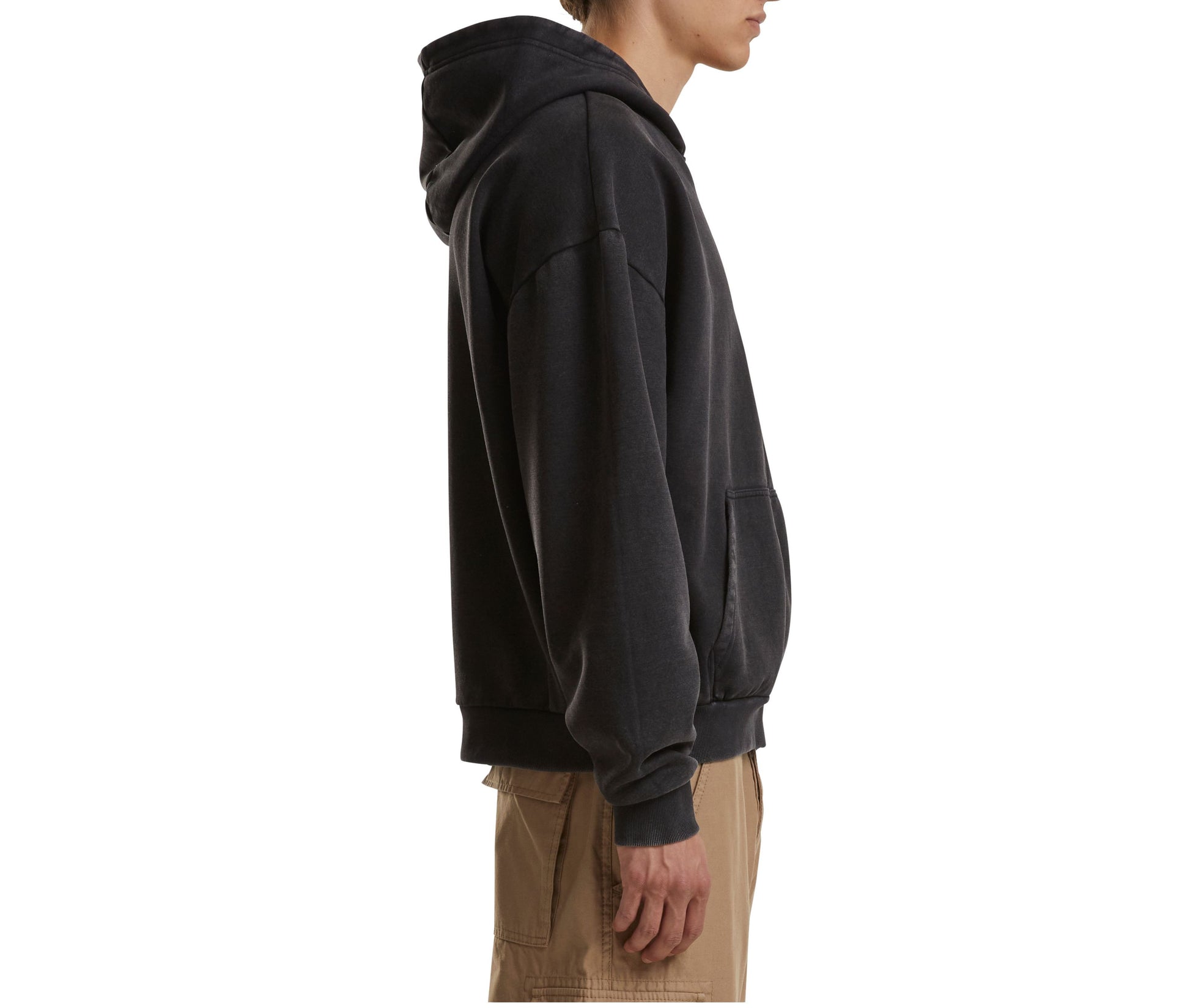 Sweat Capuche Zippé Lourd Délavé - Black