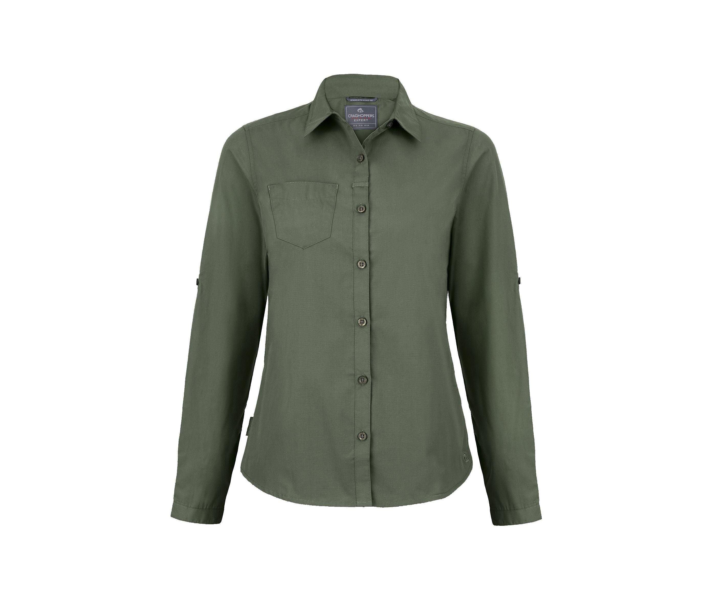 Chemise Manches Longues en Polyester Recyclé Femme - Dark Cedar Green
