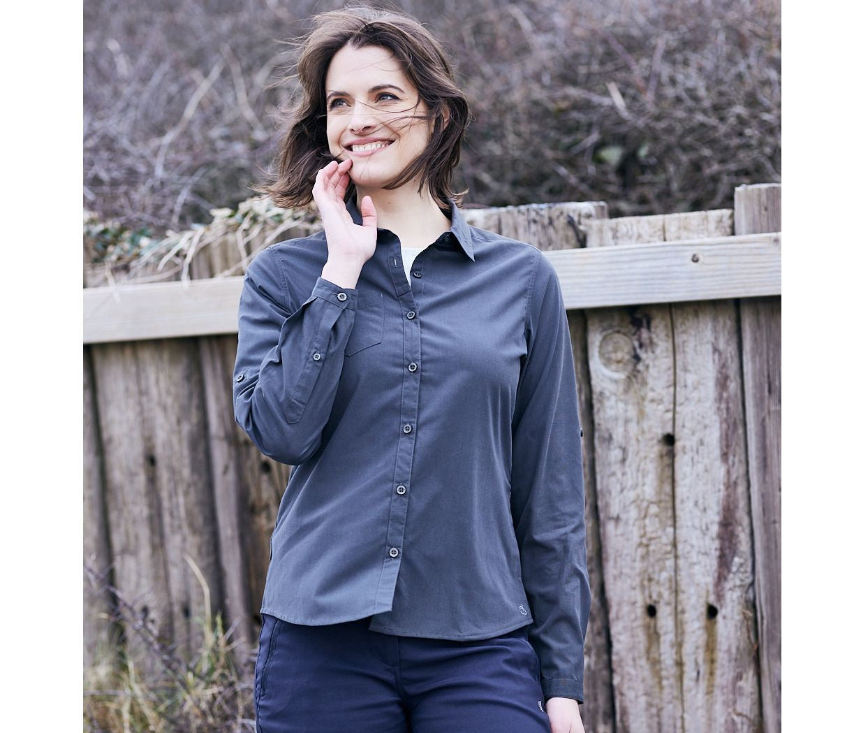 Chemise manches longues en polyester recyclé femme